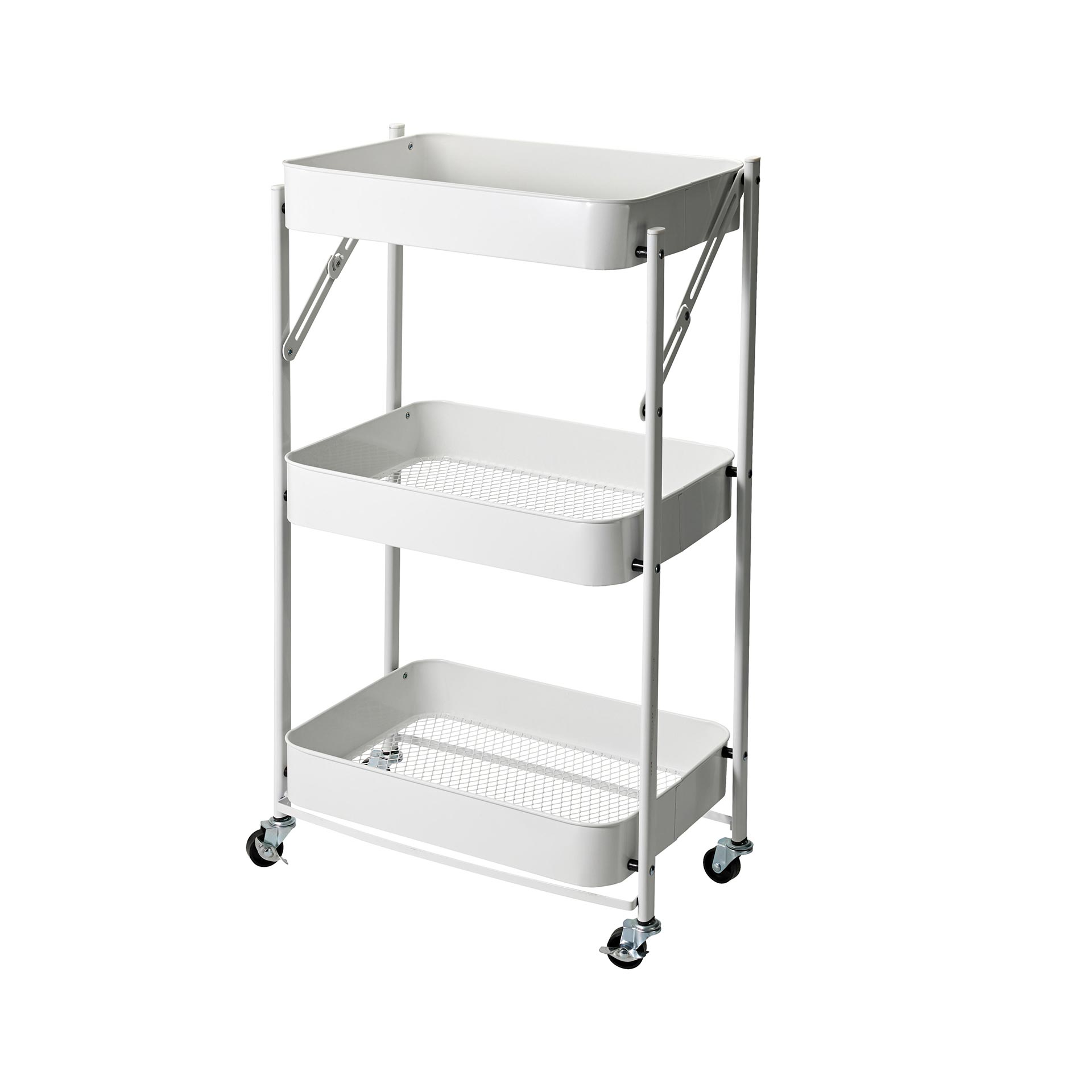 Carro de cocina plegable blanco de hierro Ares 77cm