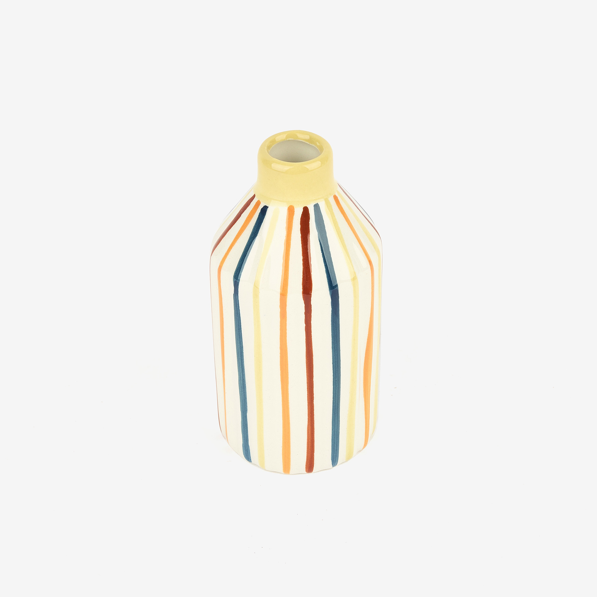 Jarr&oacute;n de cer&aacute;mica rayas multicolor Tibor &Oslash;7x15cm