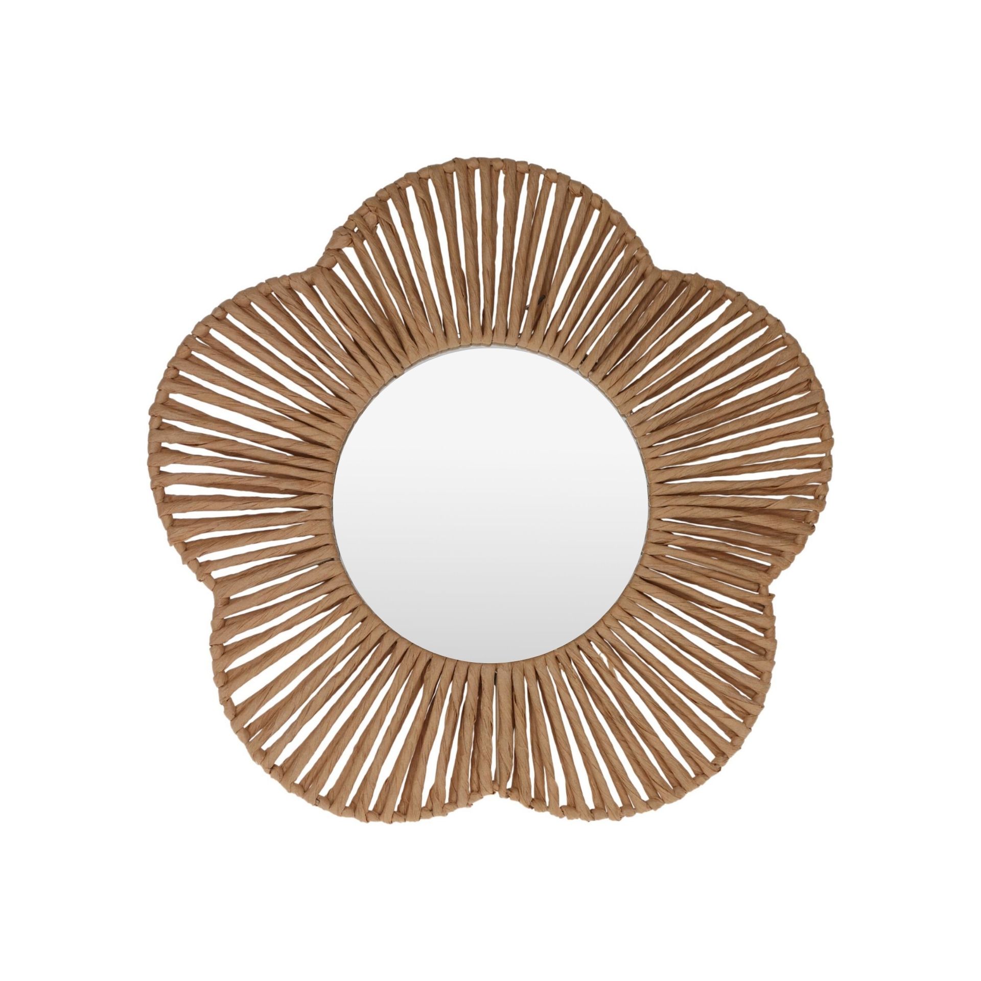 Espejo de pared de fibras naturales Flora &Oslash;38cm