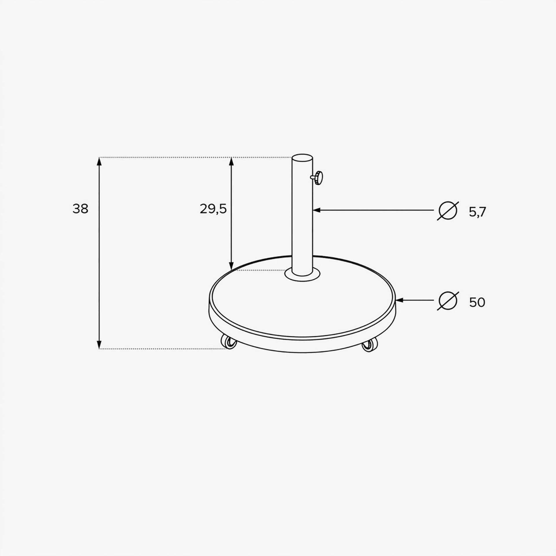 Pie para parasol de hormig&oacute;n y acero inoxidable Terlux &Oslash;50x38cm
