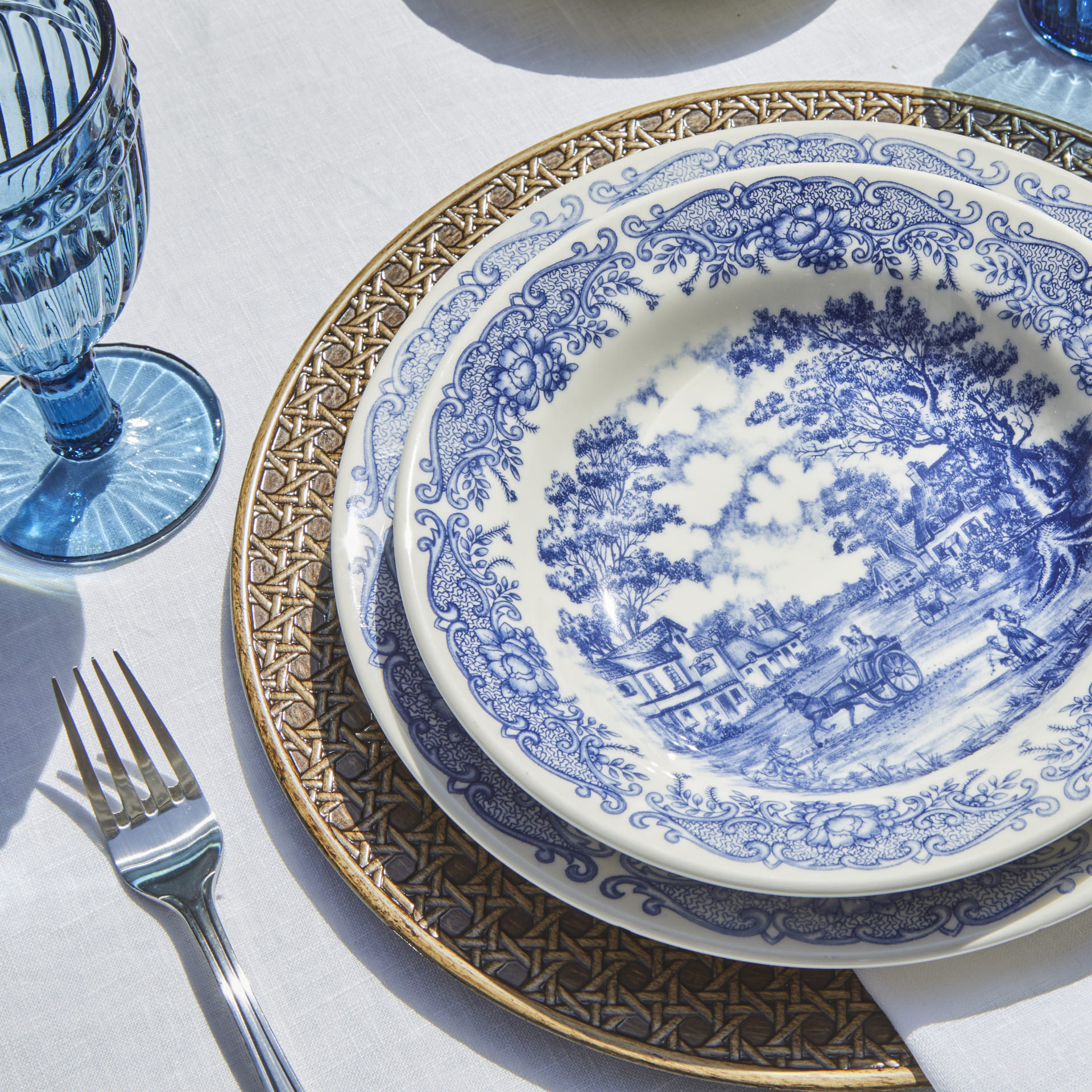 Vajilla de porcelana 18 piezas de gres azul England