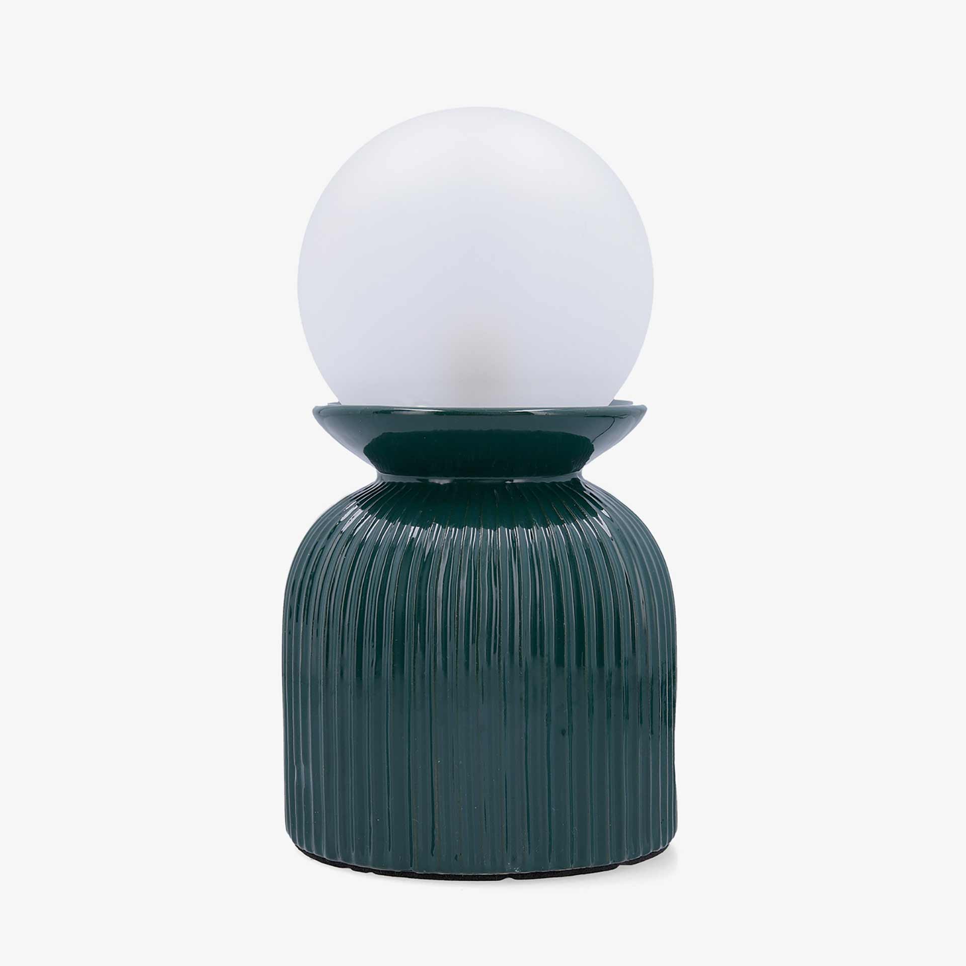 Lampara bola de mesa de cer&aacute;mica verde Nora 