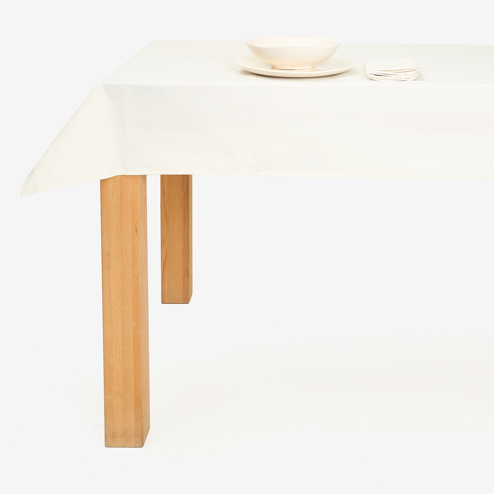 Mantel de algod&oacute;n y poli&eacute;ster beige Faura 140x140cm
