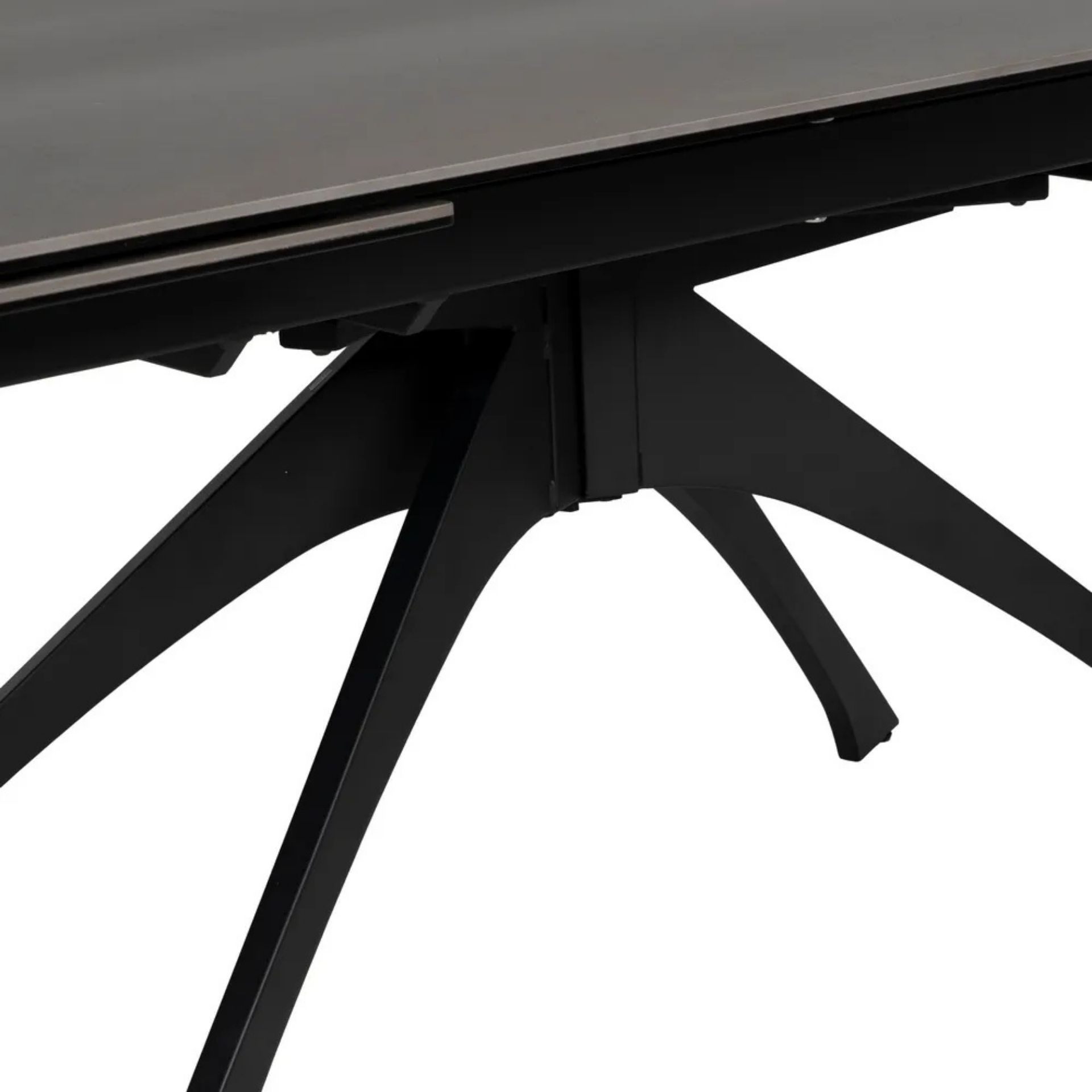 Mesa de comedor extensible de cer&aacute;mica y cristal gris oscuro 180/260x90x76cm