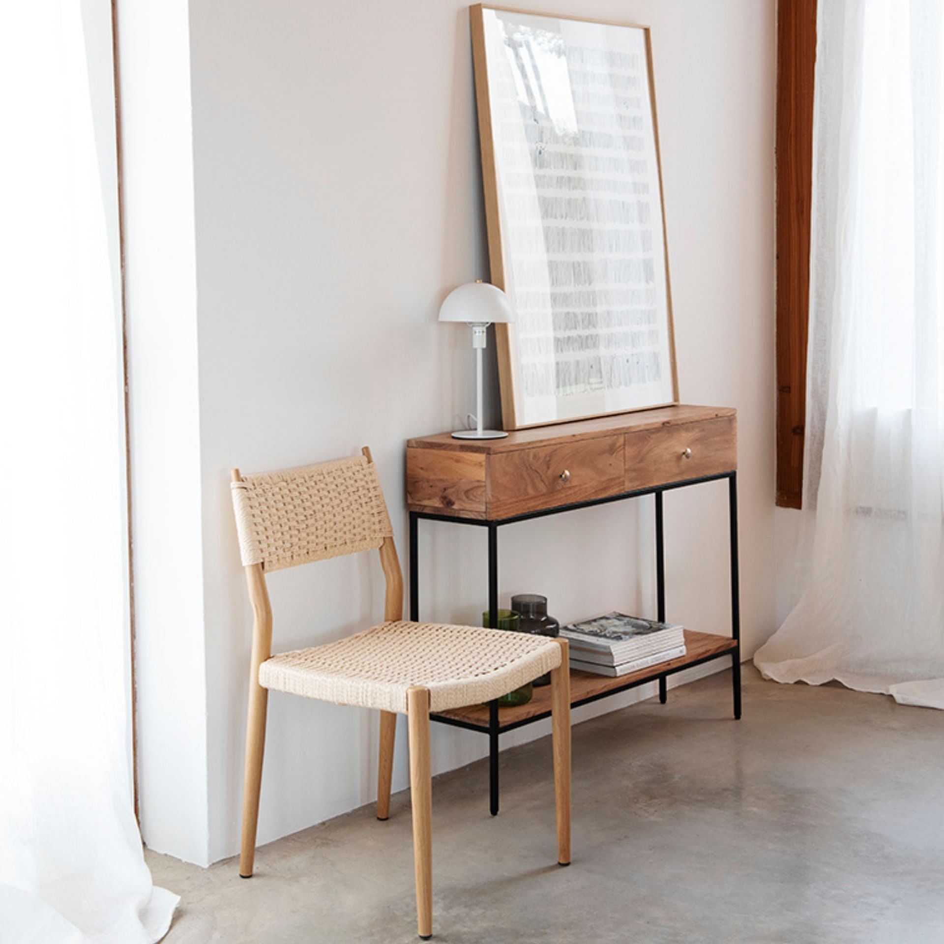 Consola de madera acacia Roma 100x25x82cm