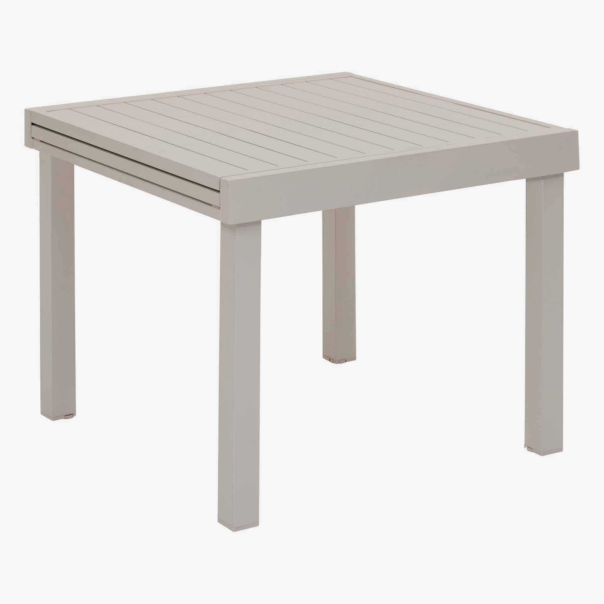 Mesa de comedor de jard&iacute;n extensible de aluminio crema Piazor 90x90x76cm