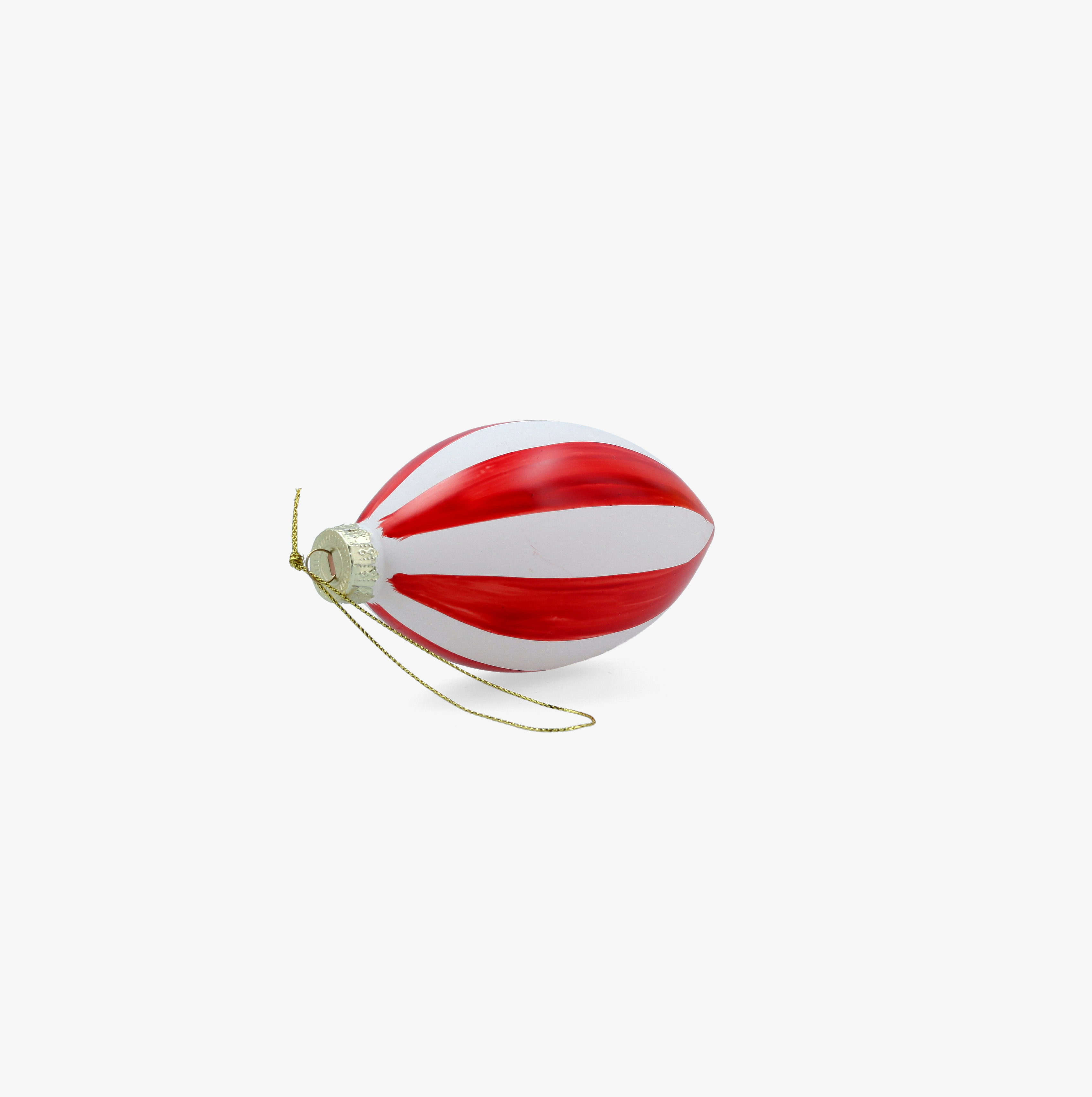 Bola de Navidad de l&aacute;grima roja y blanca de cristal 10cm