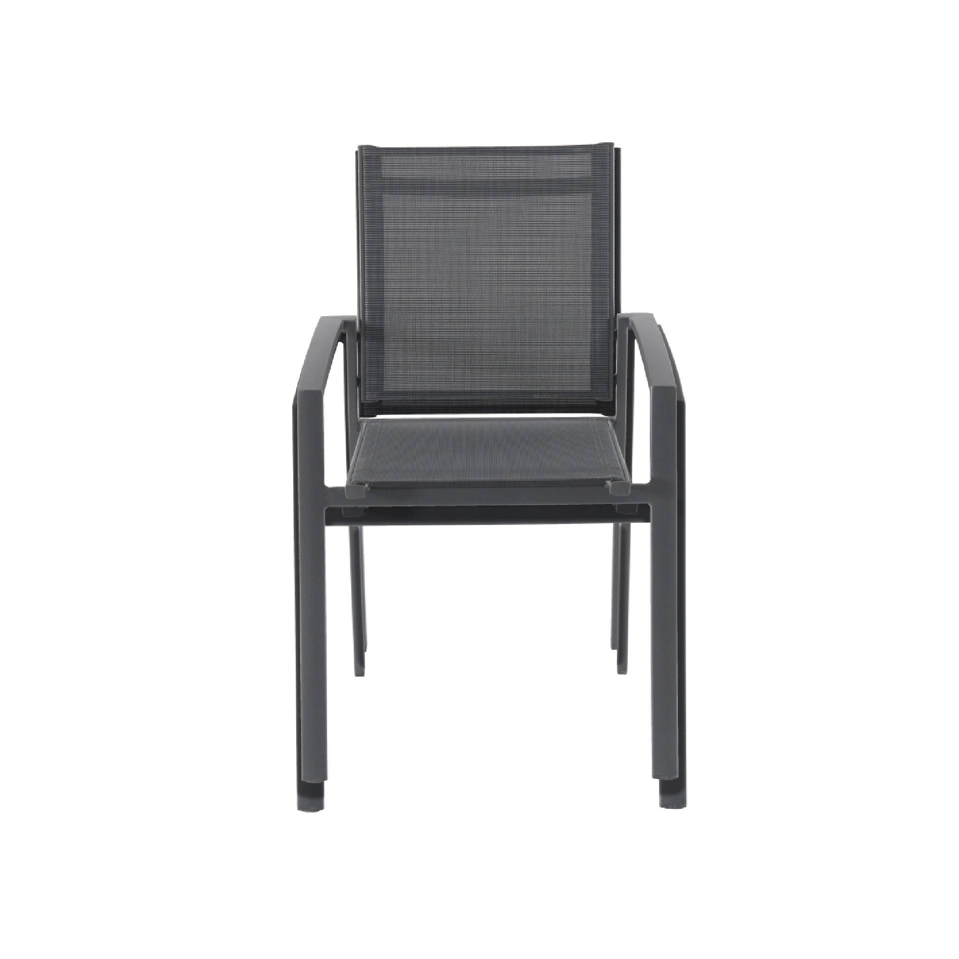Silla de jardín apilable con reposabrazos de aluminio gris Butan 57x57cm