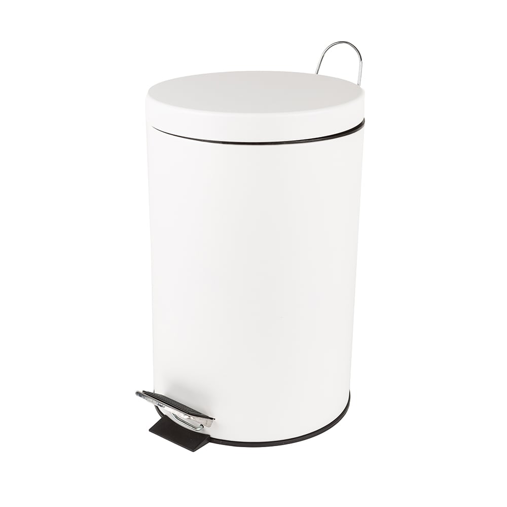 Papelera con tapa de metal blanca 12L