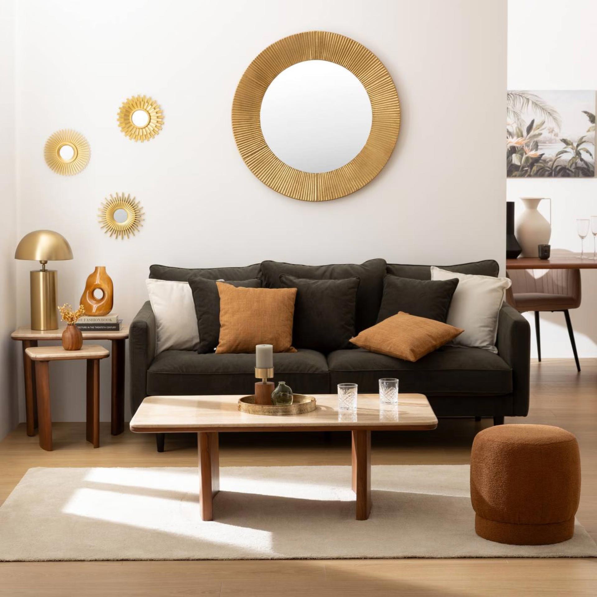 Mesa auxiliar de madera efecto travertino Wira 120x70cm 