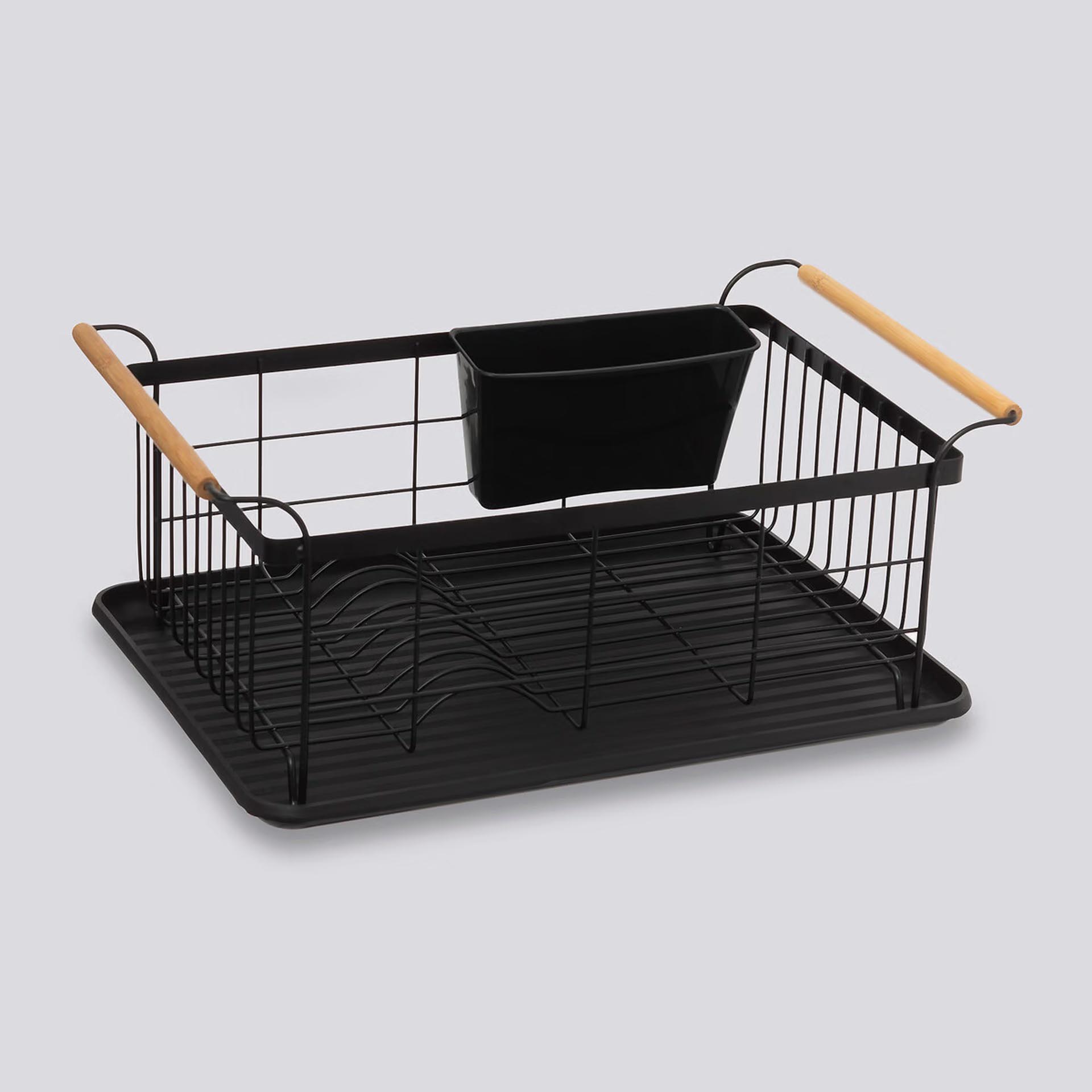 Escurreplatos 1 nivel Blackwood de metal negro 43,5x32,5x18,5cm