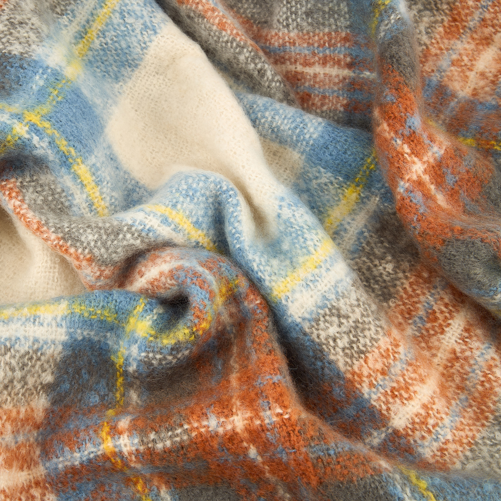 Manta efecto mohair de cuadros azul 130x150cm