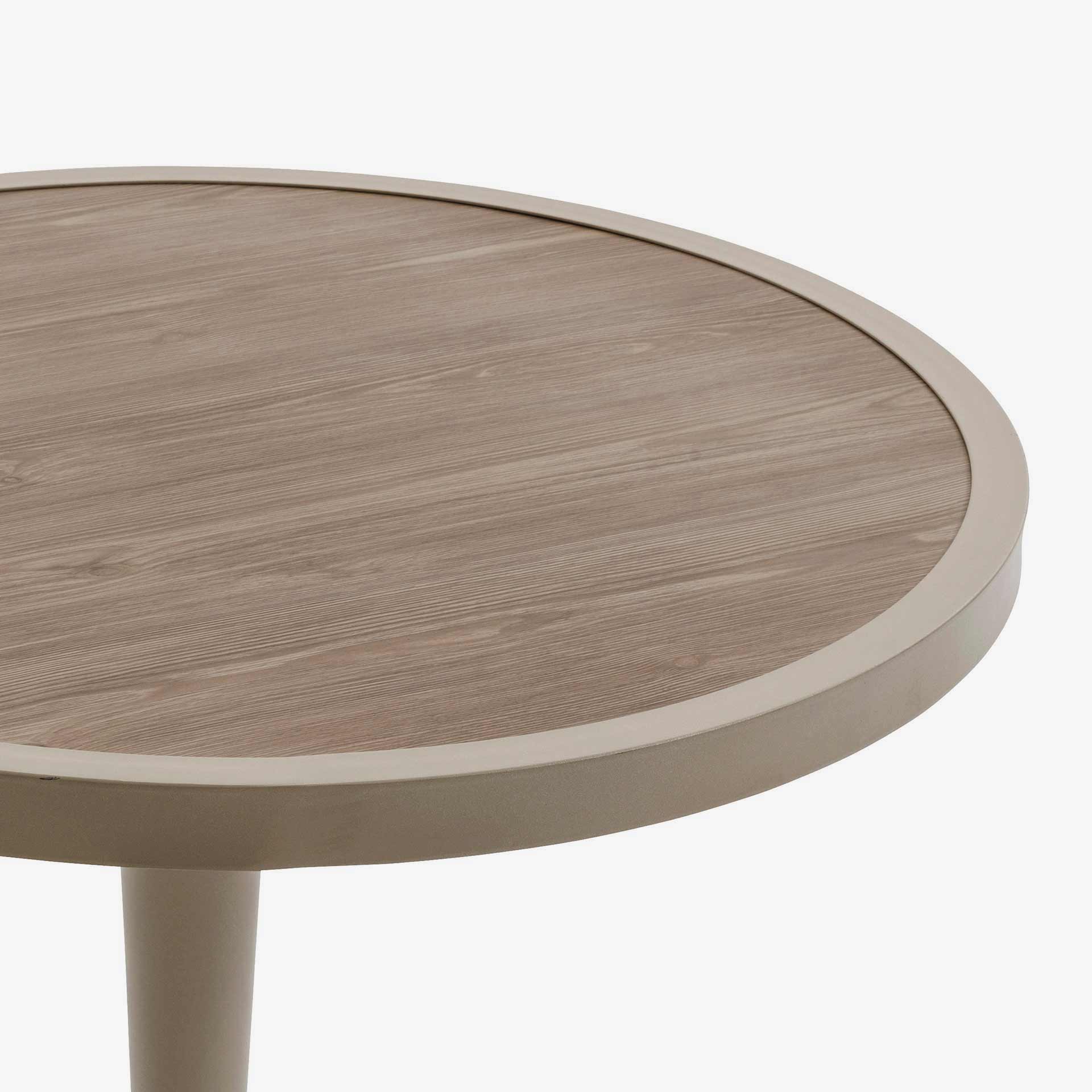 Mesa de comedor de jard&iacute;n de aluminio efecto madera lino Tulion &Oslash;70x76cm