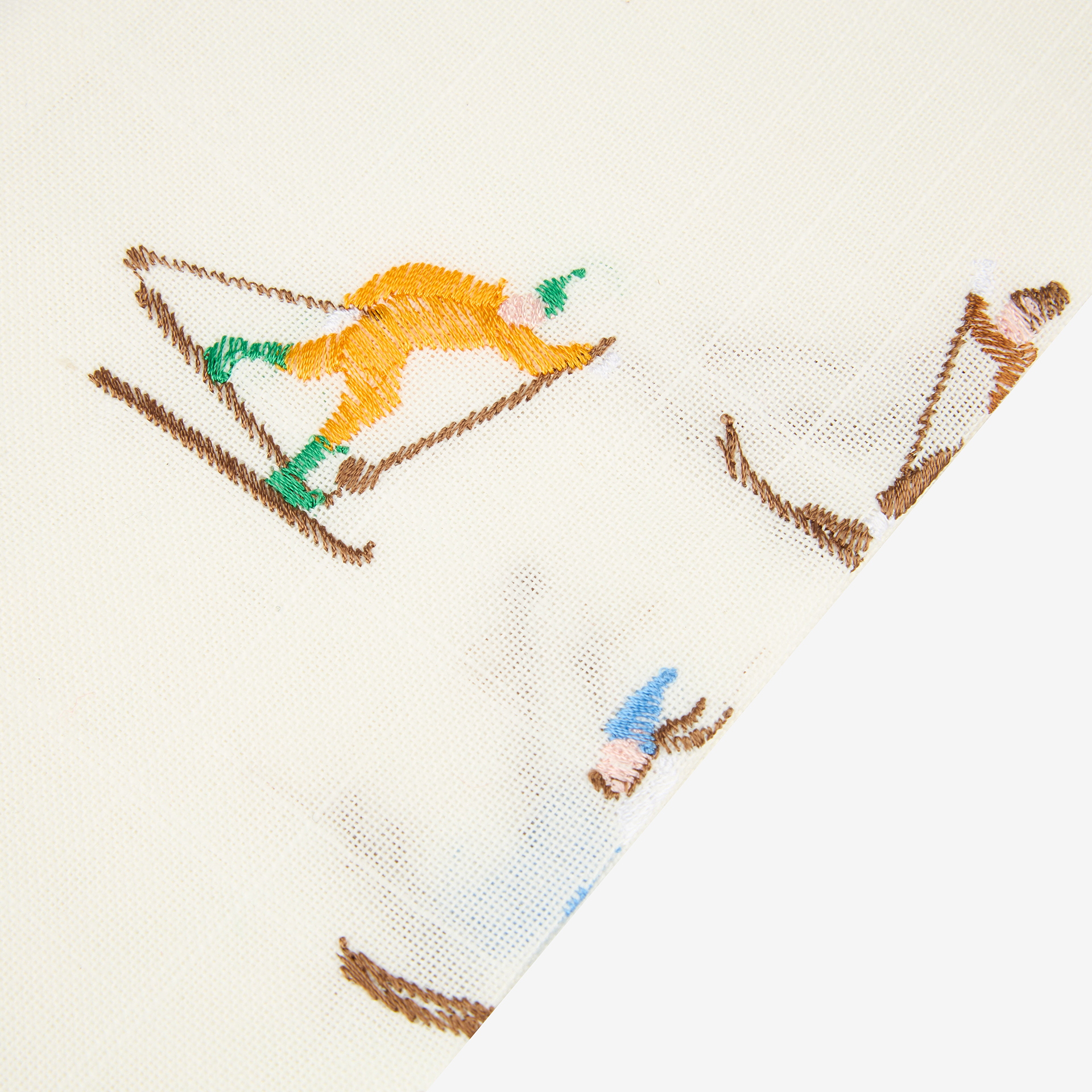 Servilleta blanca bordado Esquiadores 45x45cm