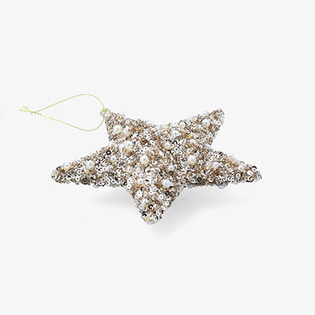 Bola de Navidad estrella de lentejuelas dorada 12cm