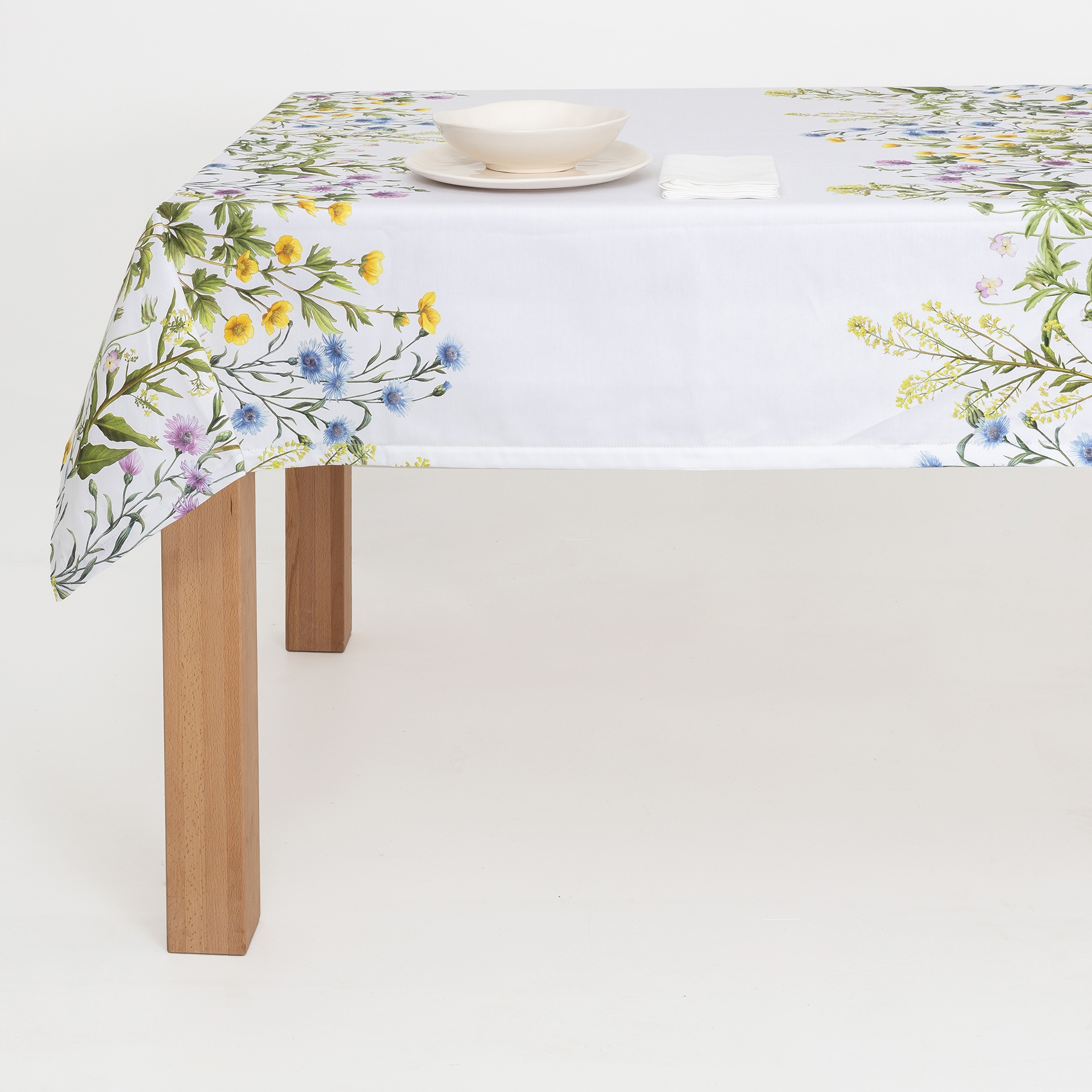 Mantel de algodón florido 150x150cm