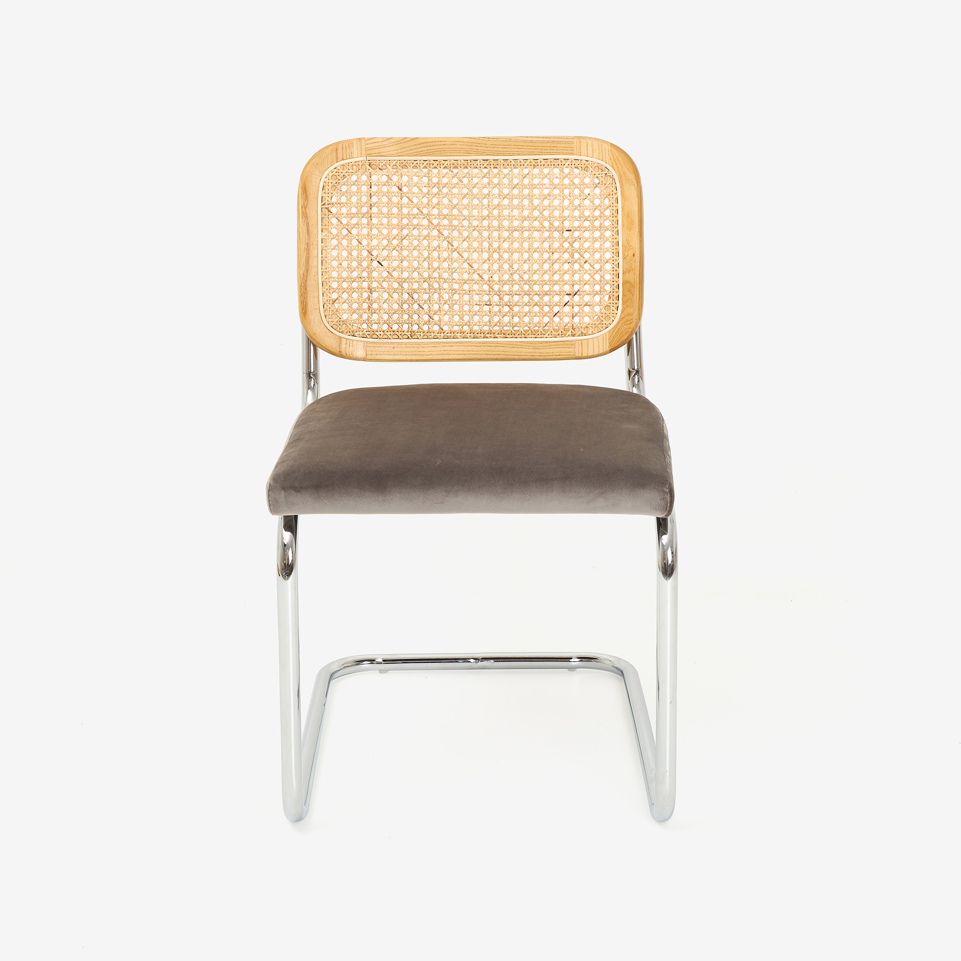Silla de comedor de madera de olmo y rat&aacute;n gris Leonor 47,5x63,5x82cm Clau&Chloe
