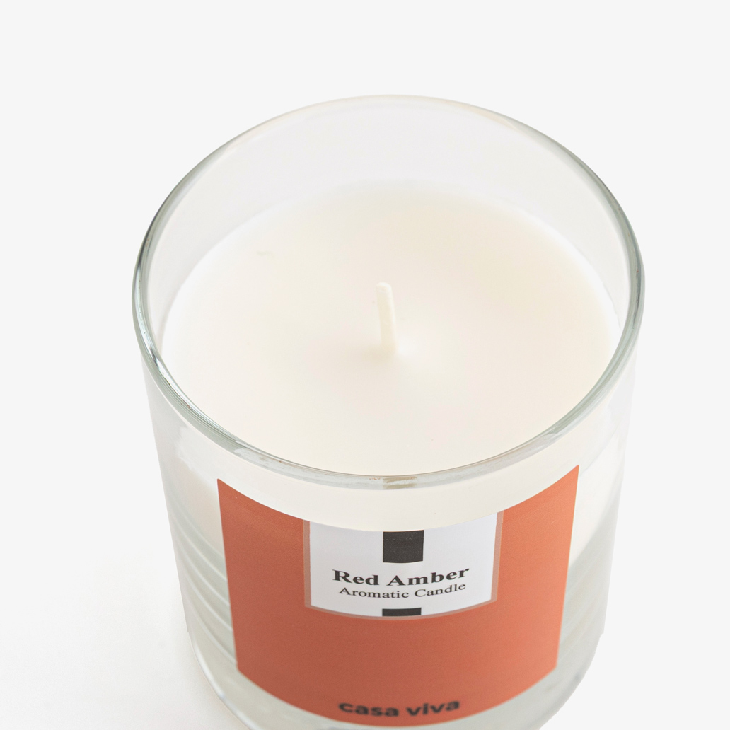 Vela arom&aacute;tica en vaso de cristal red amber Air 200ml Casa Viva