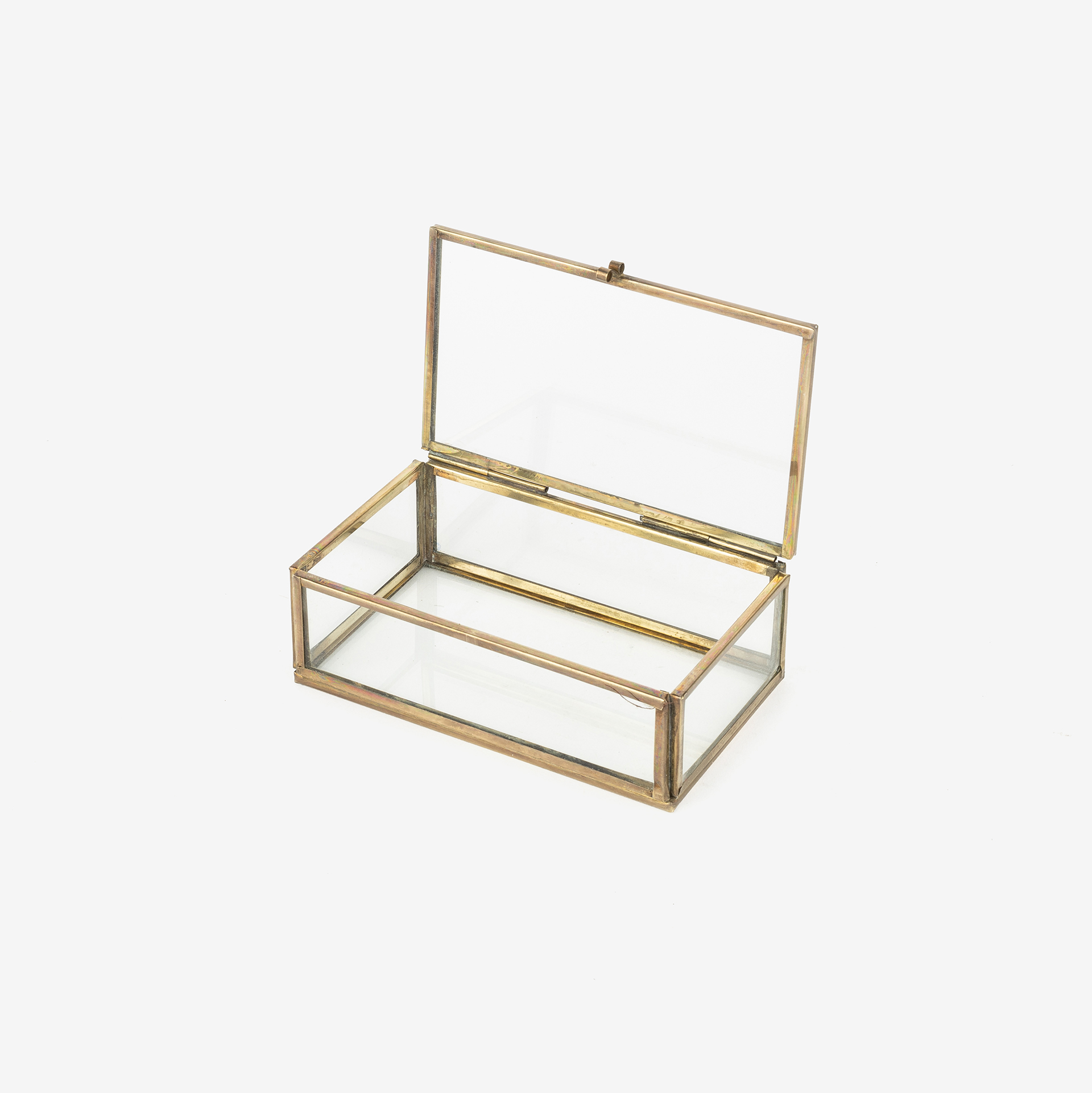 Joyero de cristal lat&oacute;n Antique 12,5x7,5x4,5cm