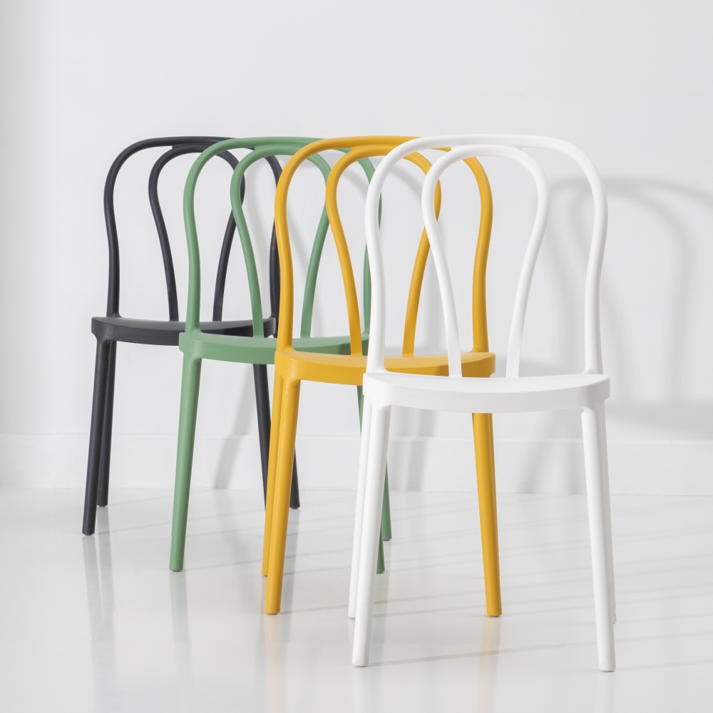 Set de 4 sillas de comedor amarillo Marin 43x53x85cm