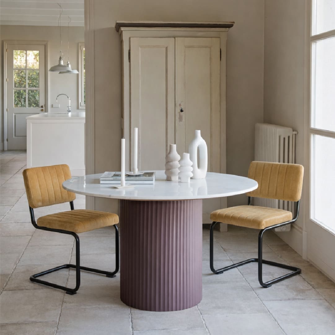 Silla de comedor de terciopelo amarillo Natalia 46x59x86cm