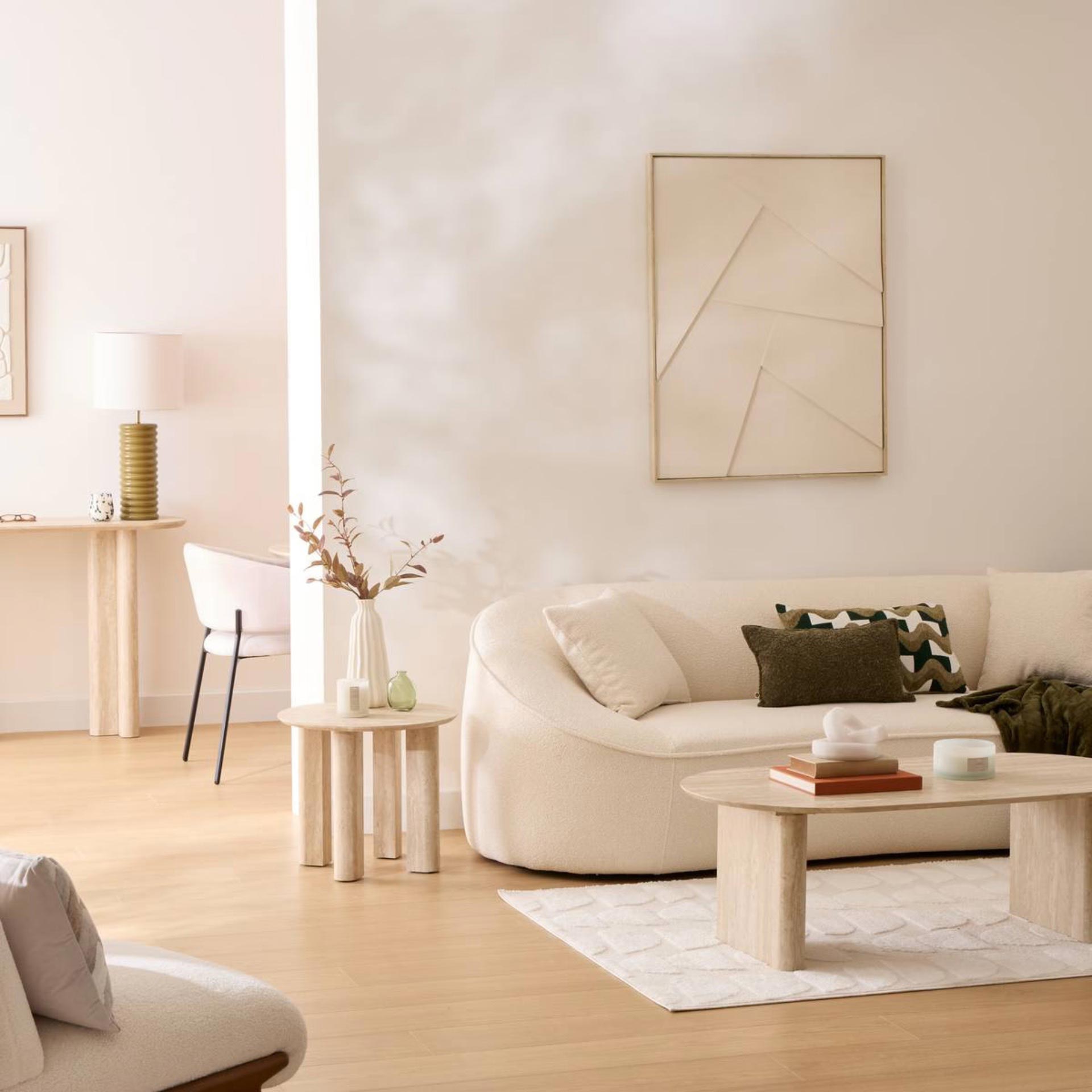 Mesa de centro de madera efecto travertino Elva 120x60x40cm