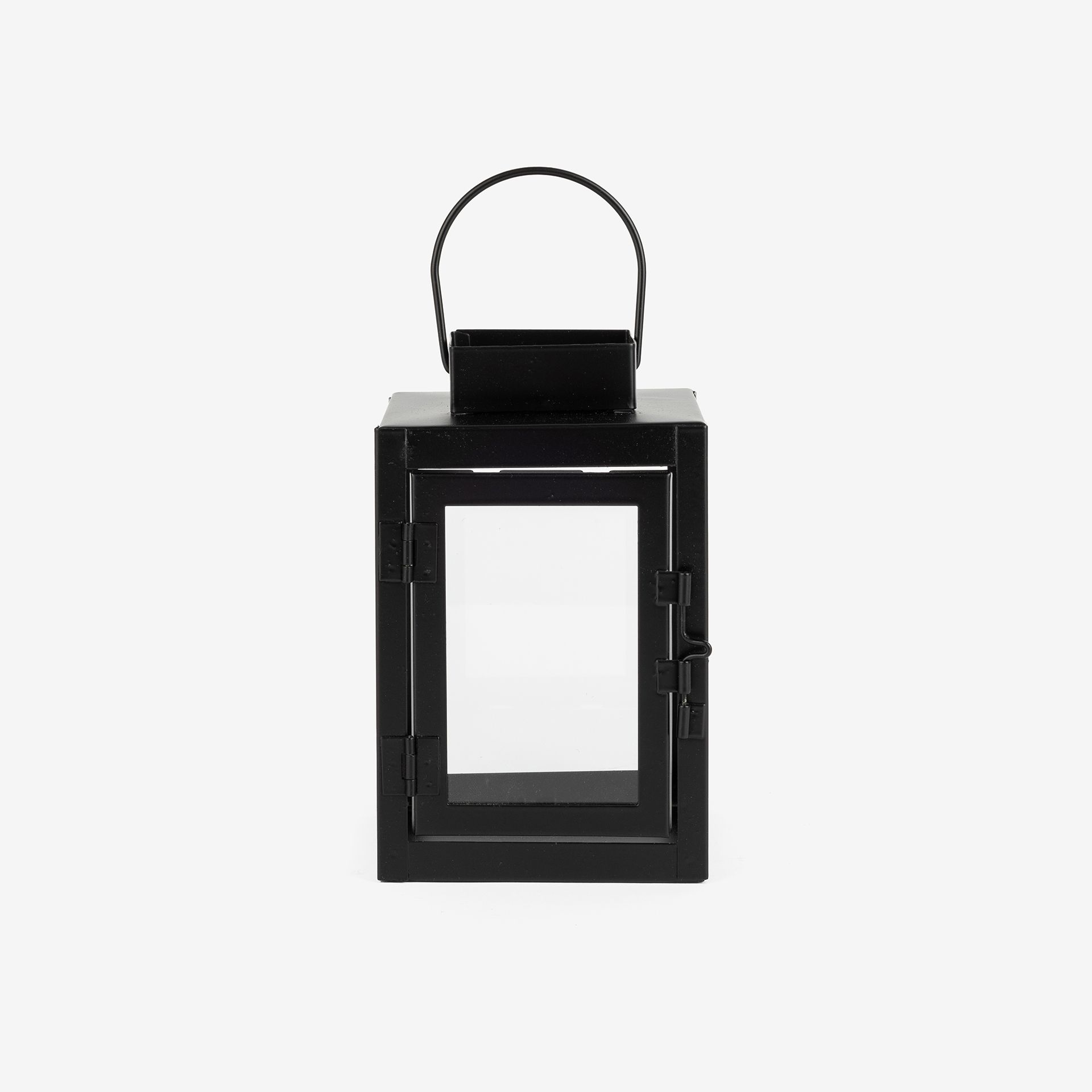 Farol negro de metal Grober 10x10x16cm