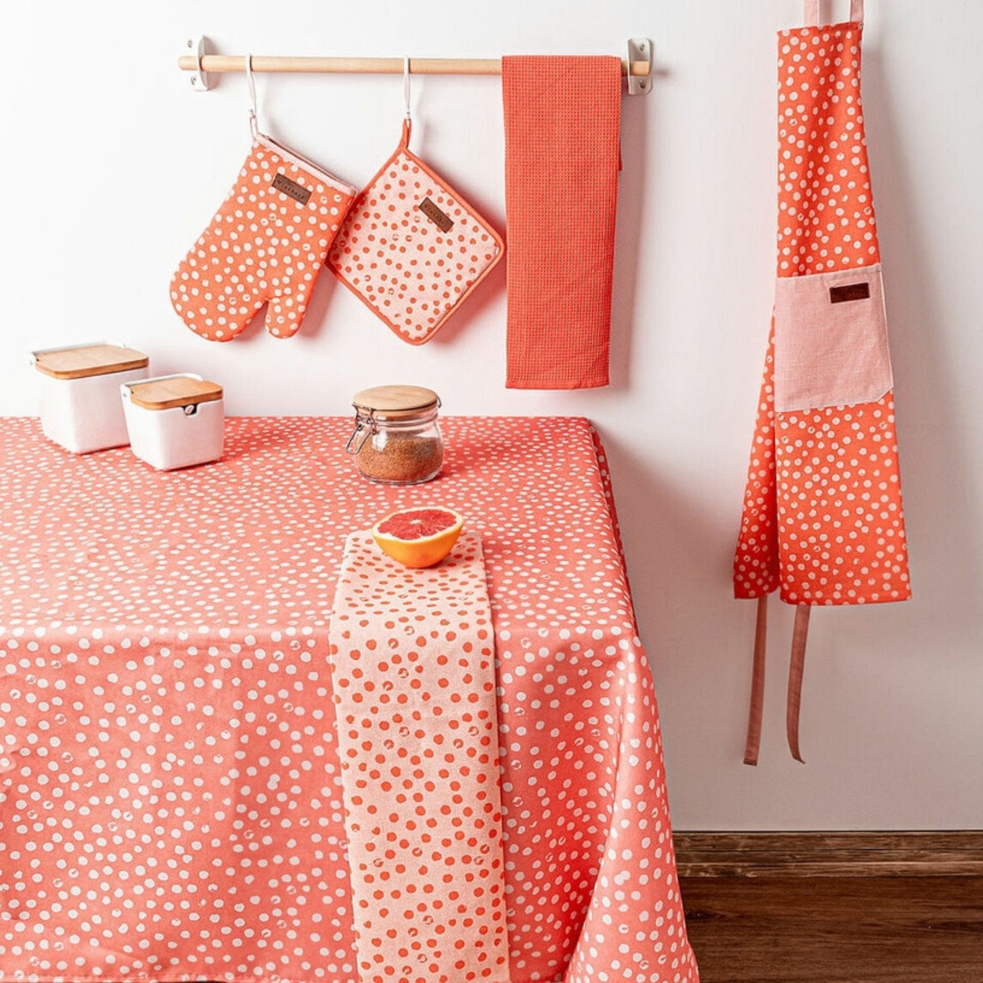 Mantel de topos de algodón rosa Polka 145x200cm