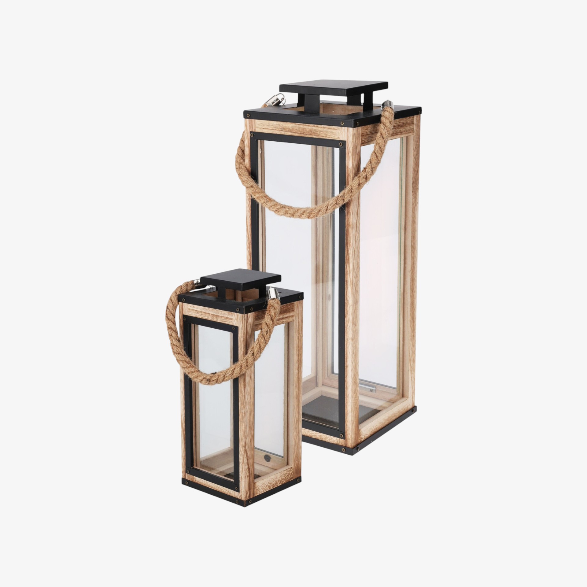 Farol de madera Batian 18x18x50cm