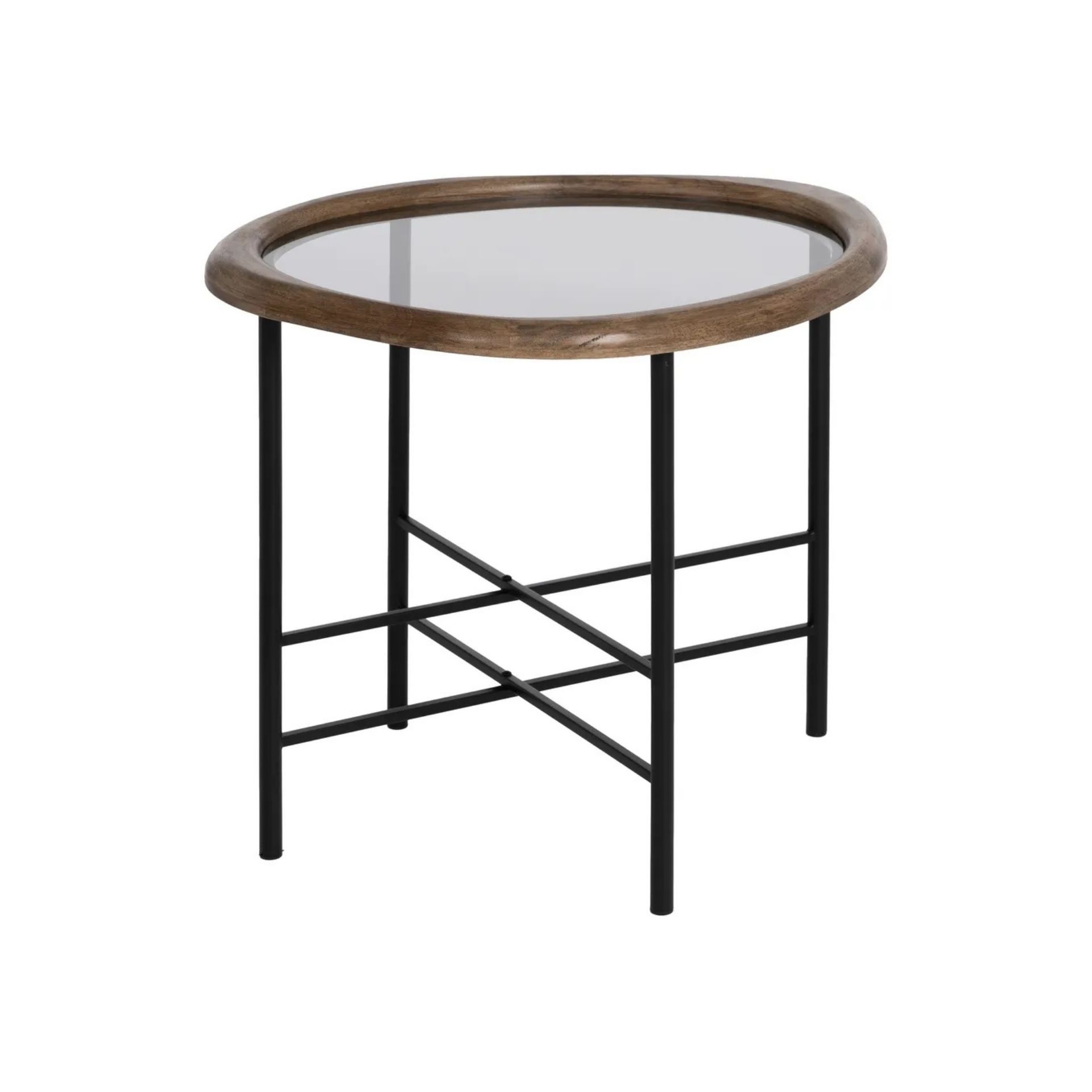 Mesa auxiliar de madera y metal 61x50x53cm