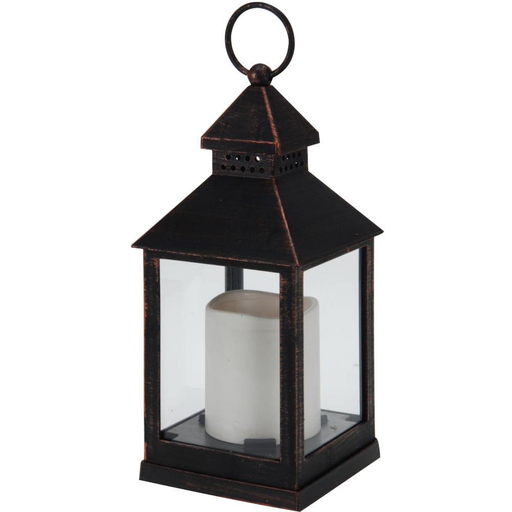 Farol negro con Vela LED Ampul 10x10x23cm