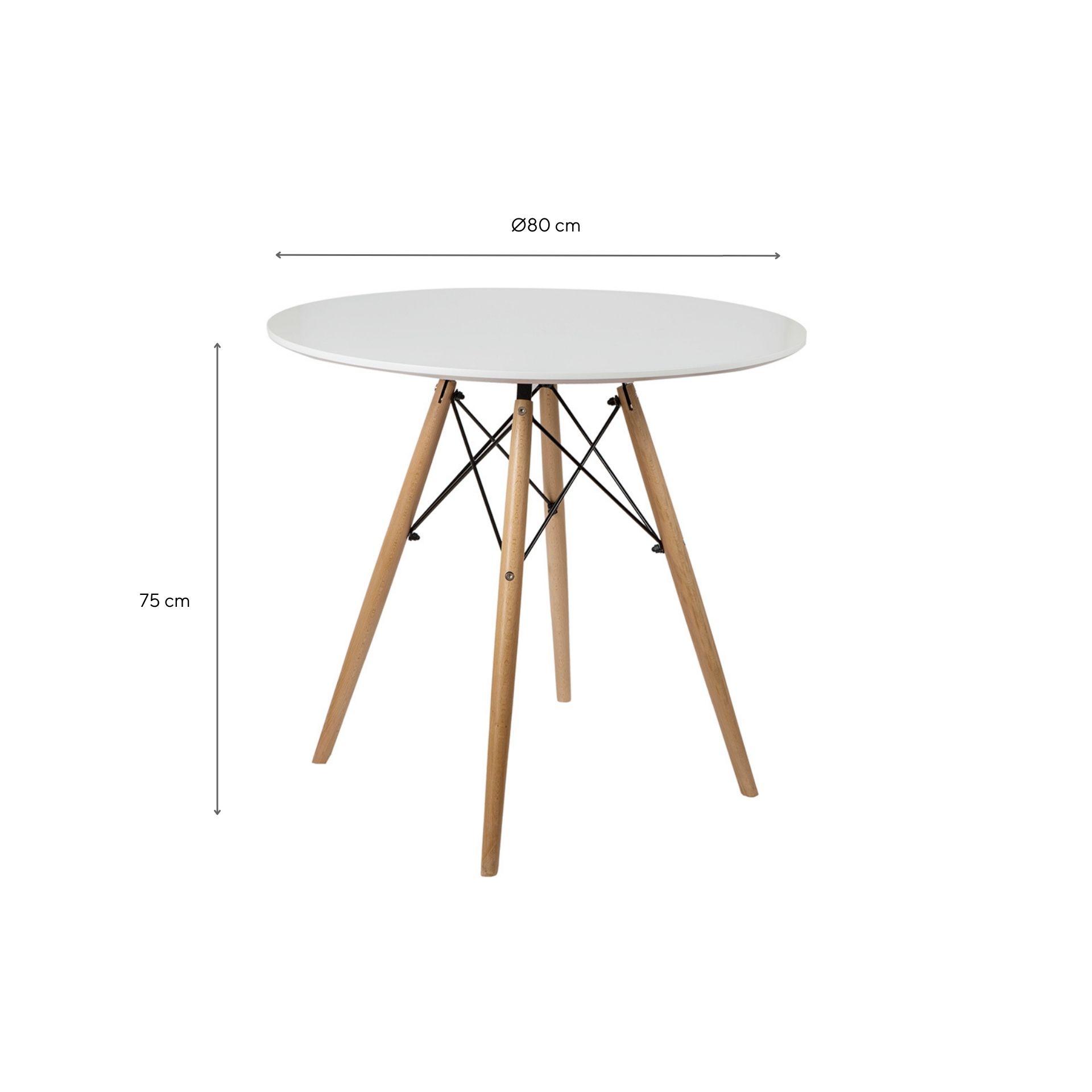 Mesa de comedor de madera redonda blanca Leisure Ø80x75cm