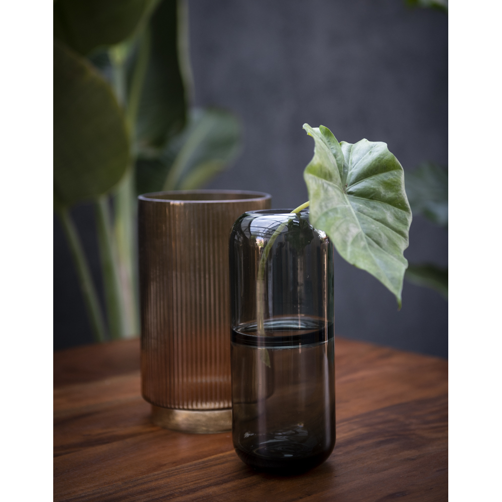 Jarrón de vidrio tintado gris Bottle 25cm