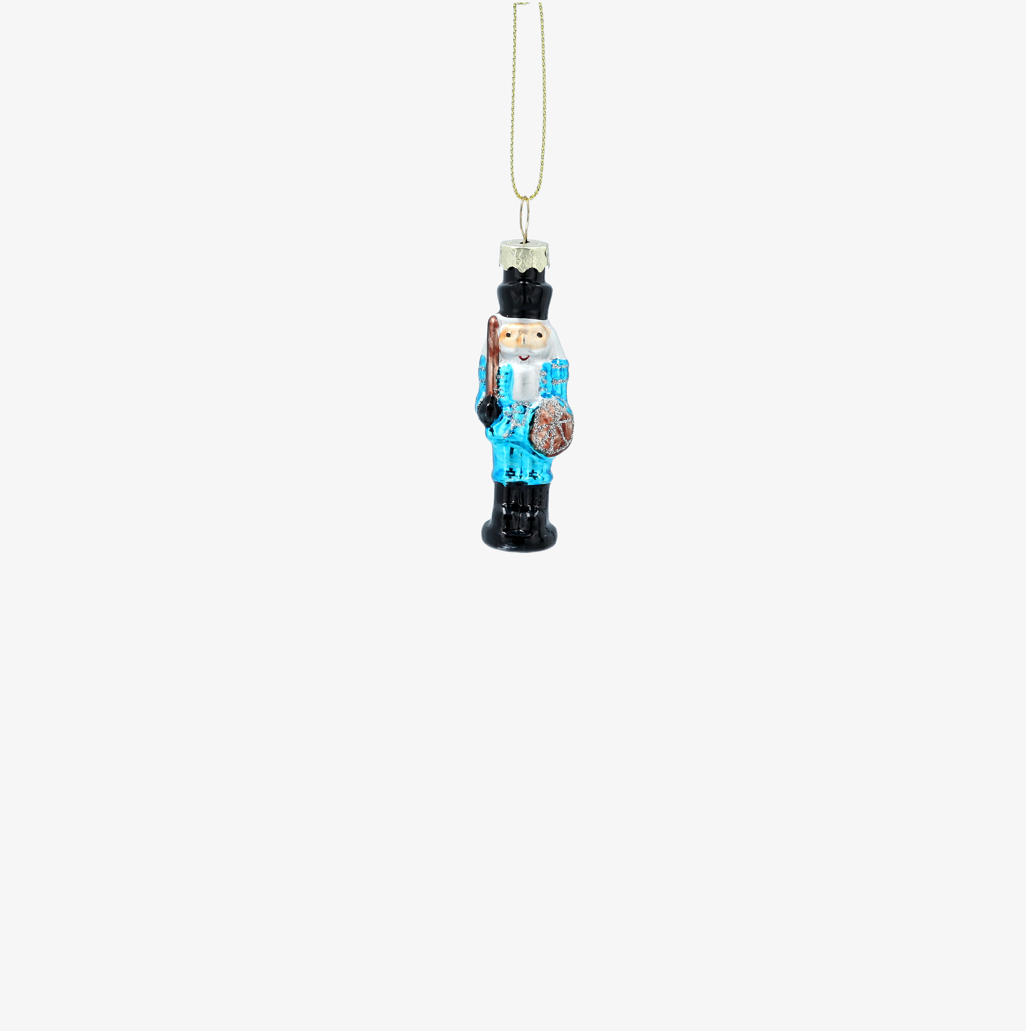 Adorno colgante de cascanueces azul de cristal 10cm