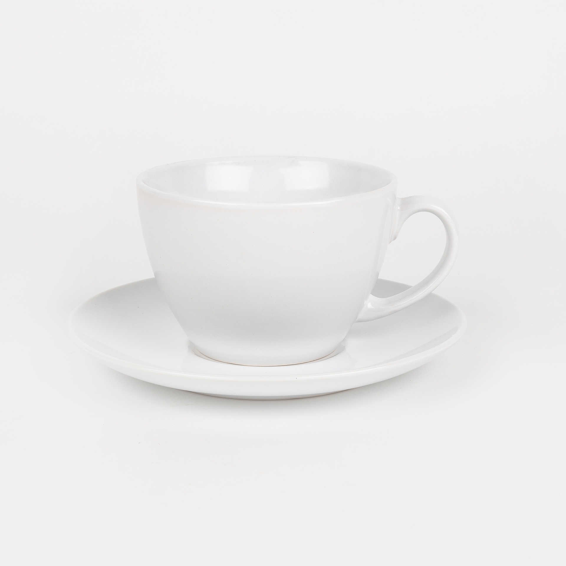 Taza con plato de cerámica blanca 45cl