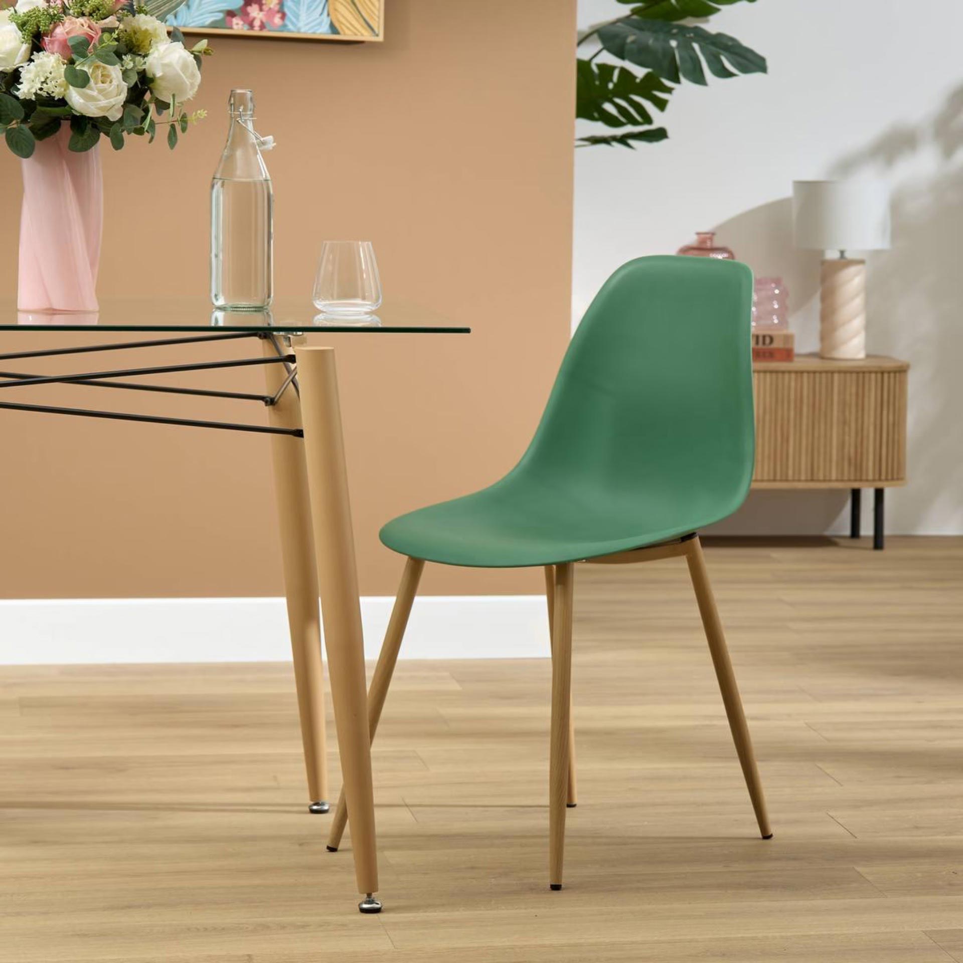 Silla de comedor de polipropileno verde Orel 