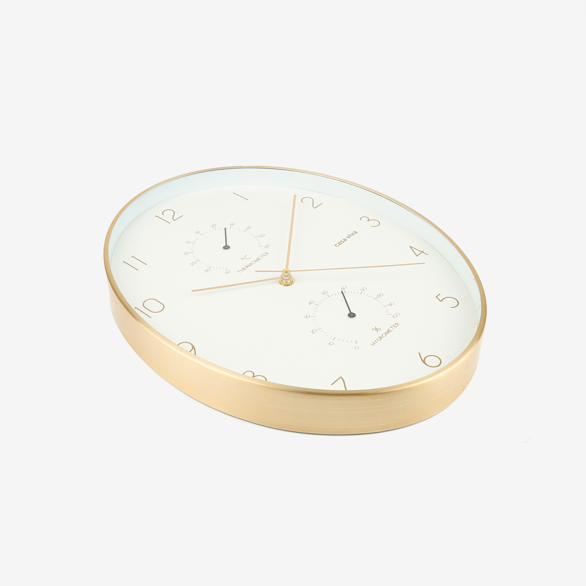 Reloj de pared ovalado dorado &Oslash;32x24cm