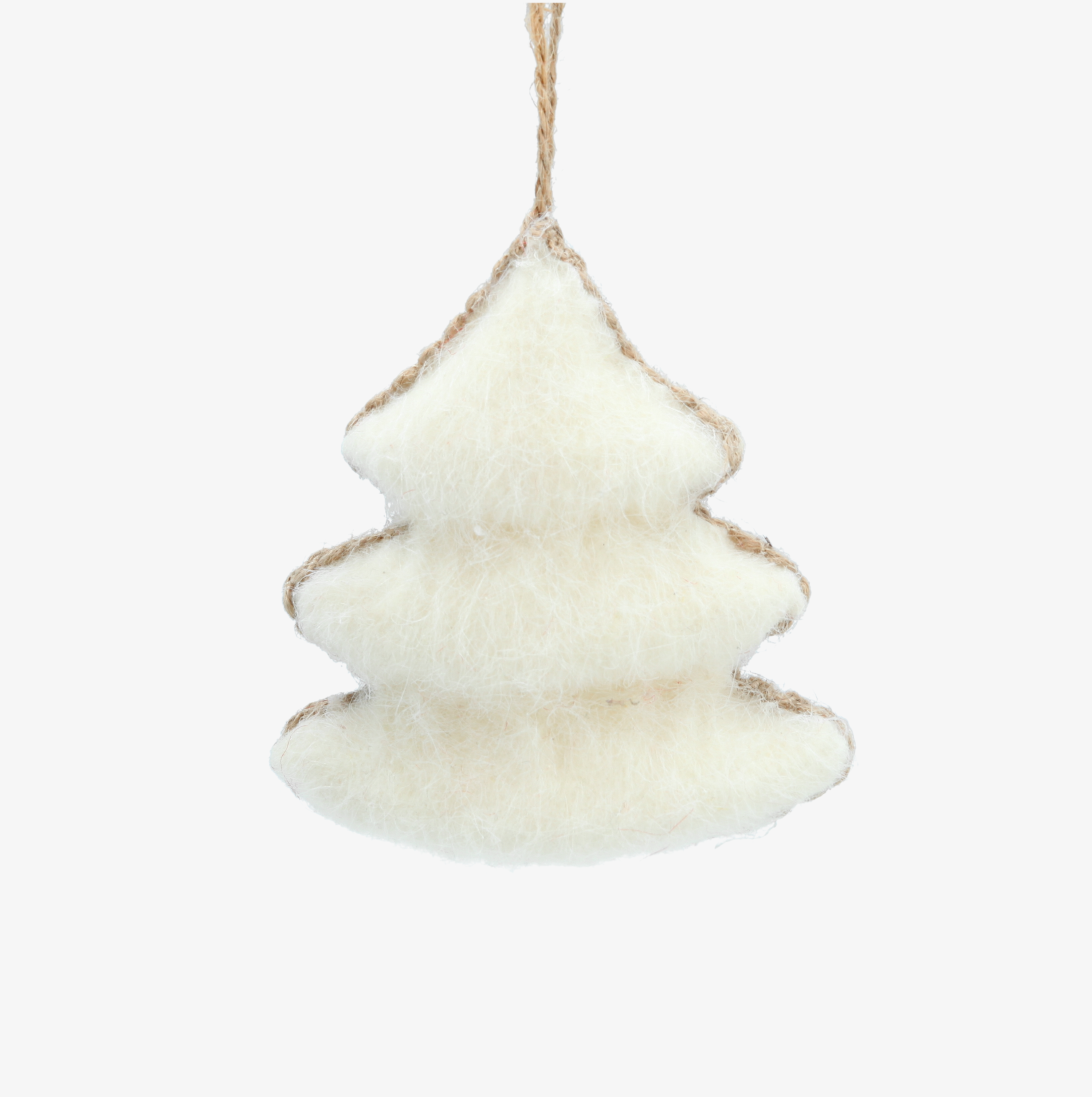 Bola de Navidad de &aacute;rbol de fieltro blanca 11x5x11cm