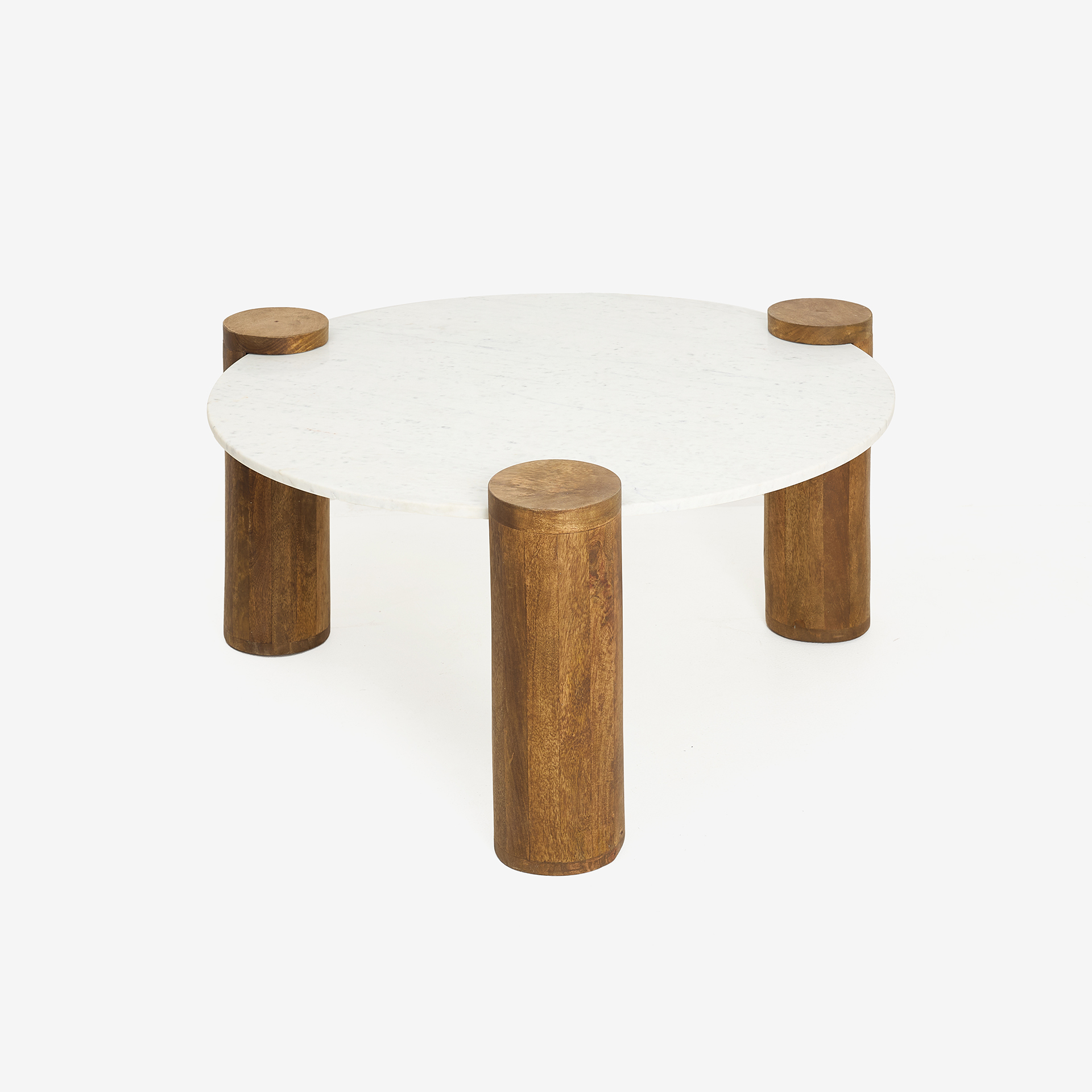 Mesa de centro de mármol y madera Houston Ø90x45 Clau&Chloe