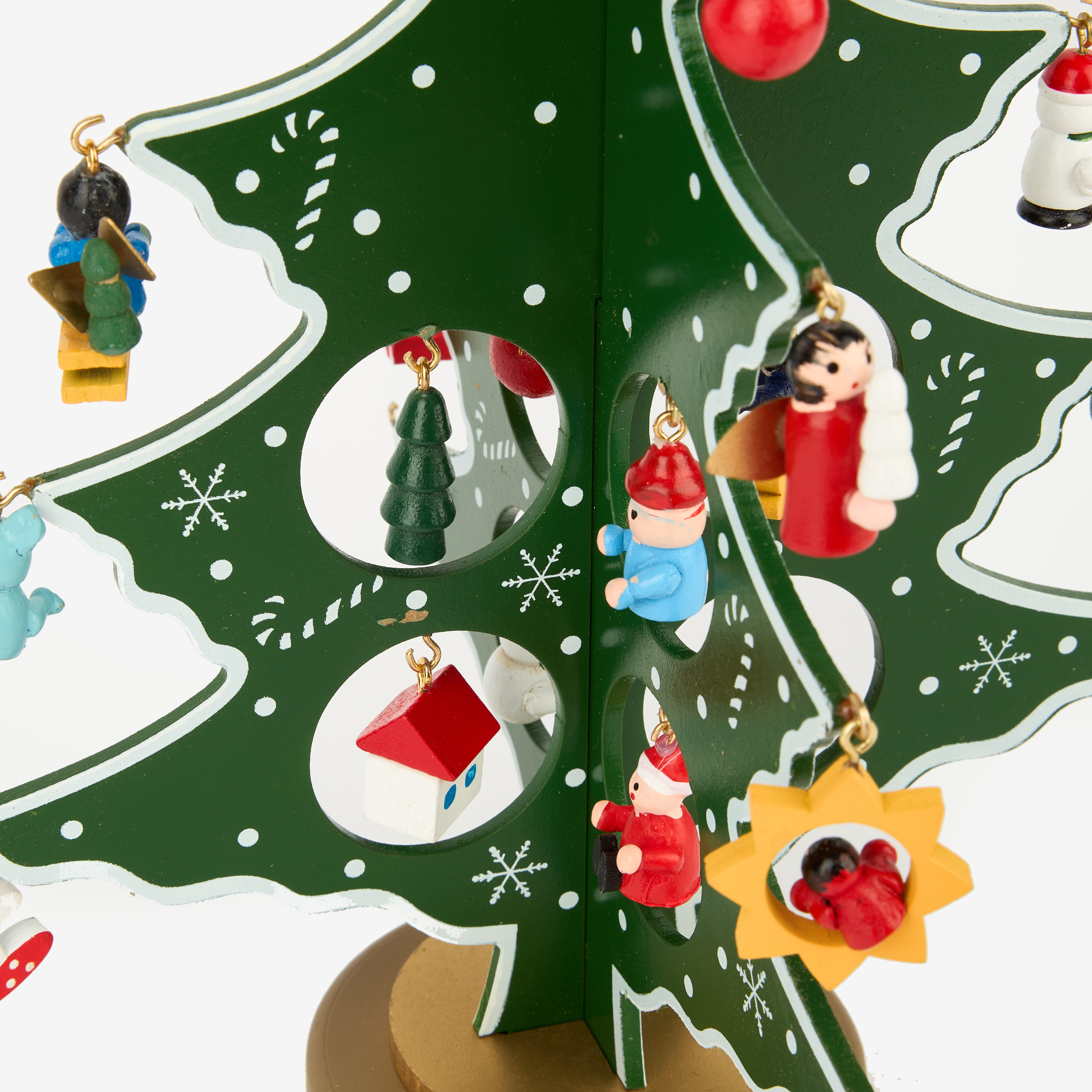 &Aacute;rbol decorativo de madera DM con accesorios para colgar 27cm