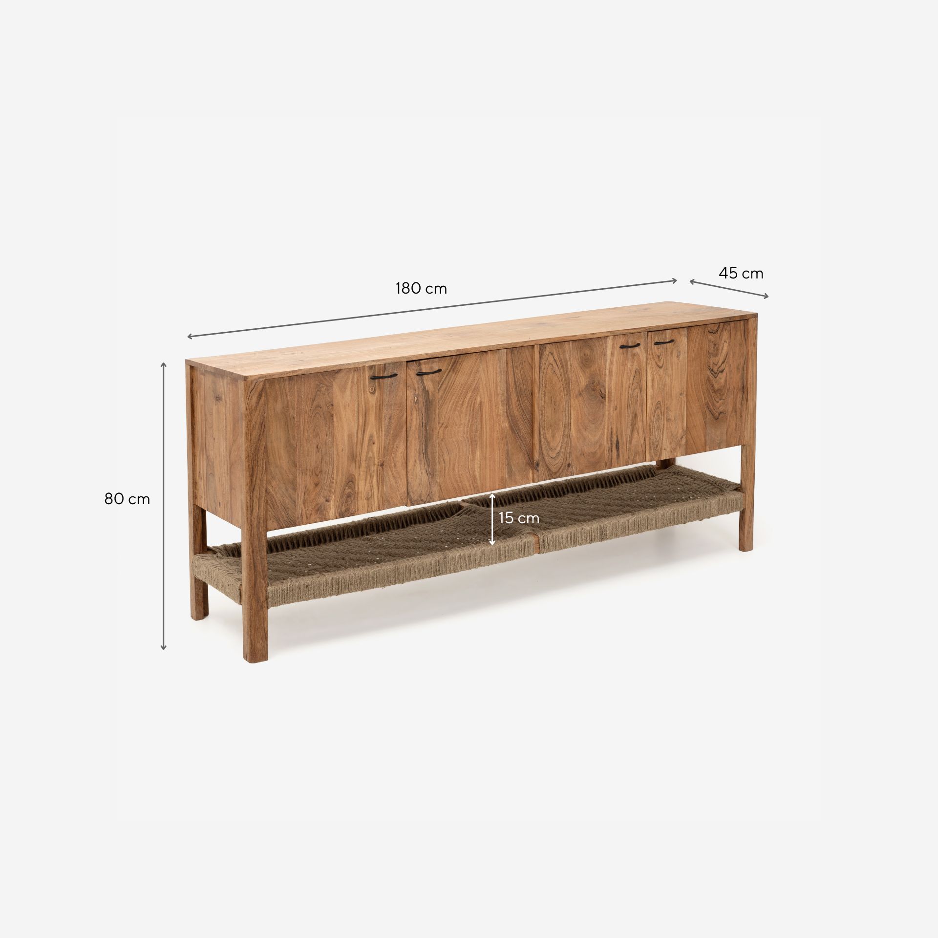 Aparador de madera de acacia con estante Bolt 180x45x80cm Clau&Chloe