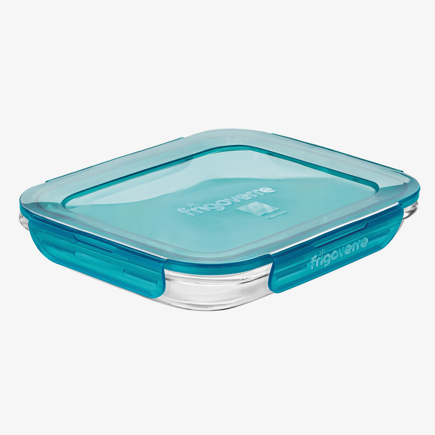 Recipiente con tapa azul de cristal Evolution 23x18cm