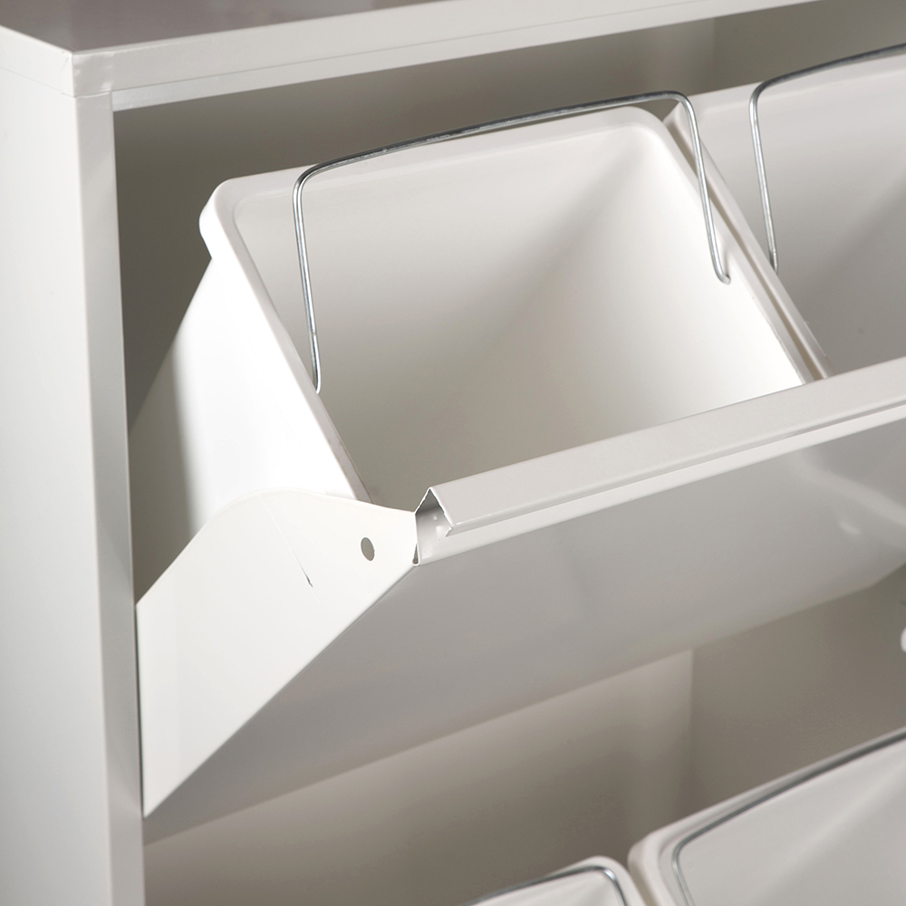 Reciclador con 4 cubos y 2 puertas blanco 60x25x92cm