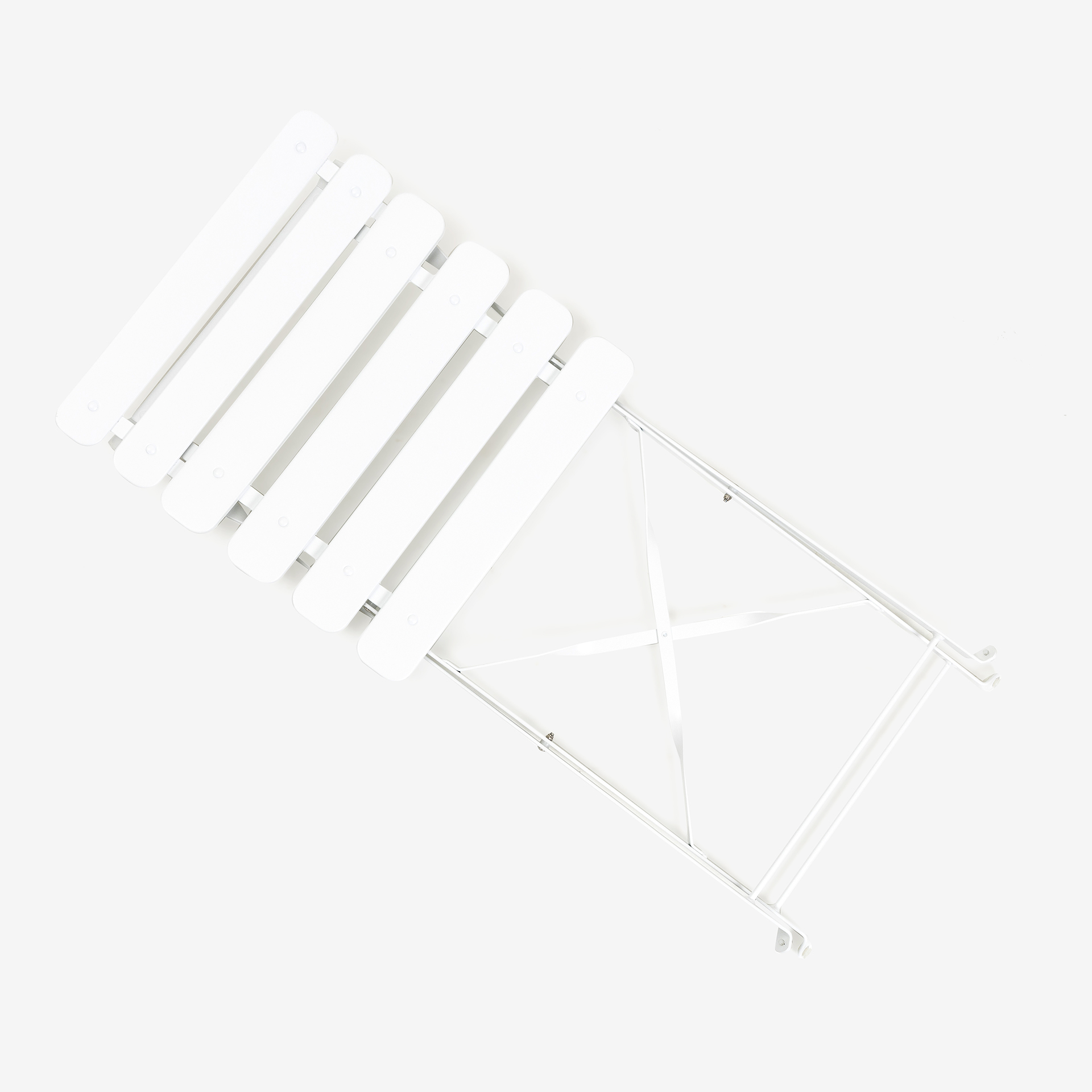 Set de jard&iacute;n plegable de mesa y 2 sillas de acero blanco Bistro