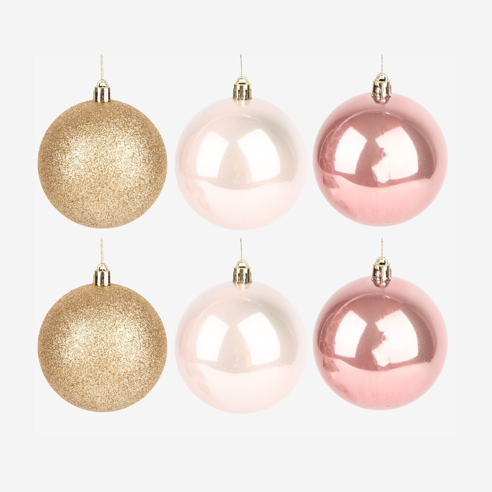 Set de 6 bolas decorativas rosas &Oslash;8cm