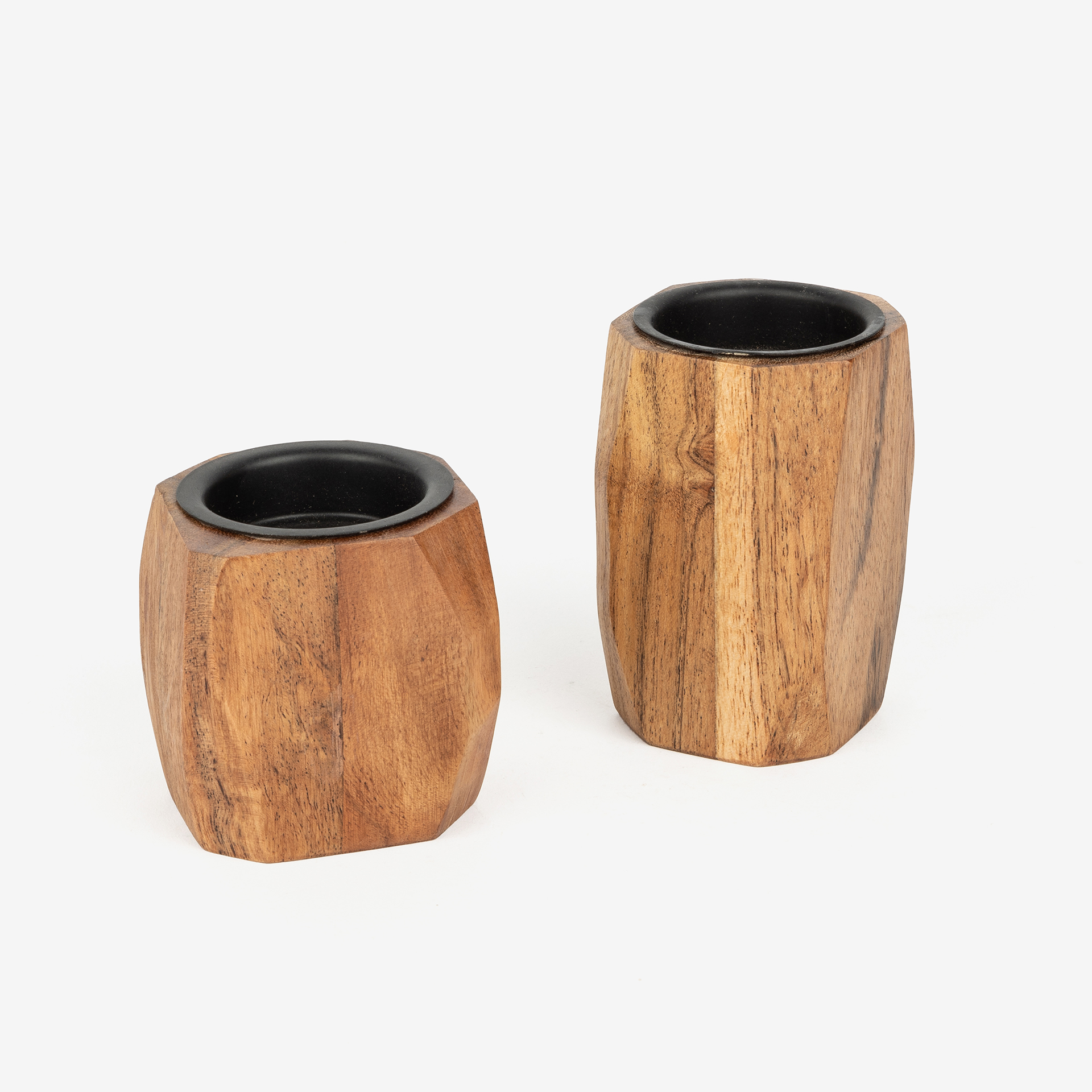 Portavelas de madera de acacia 8cm