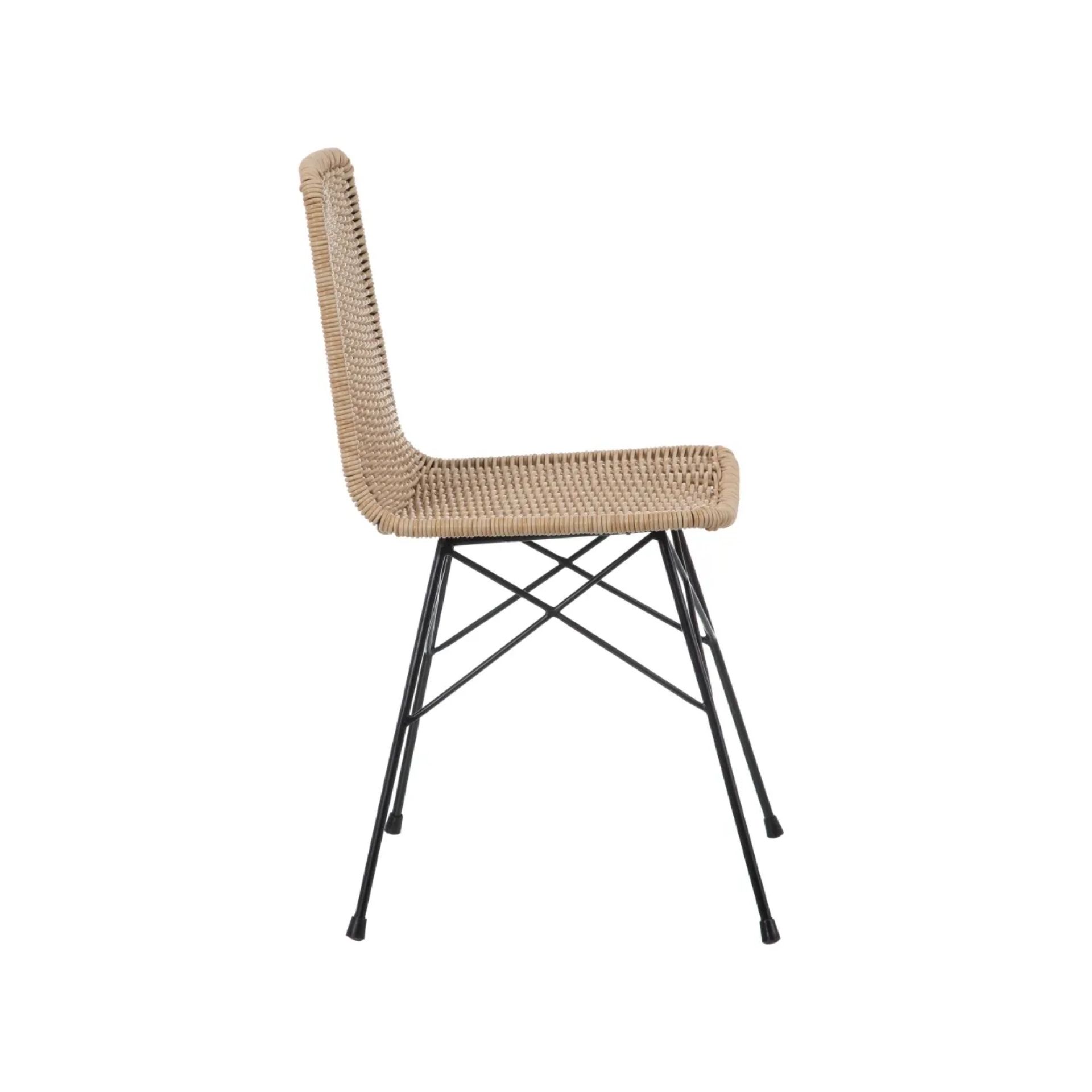 Silla de interior y exterior de rat&aacute;n sint&eacute;tico 45x41x83cm