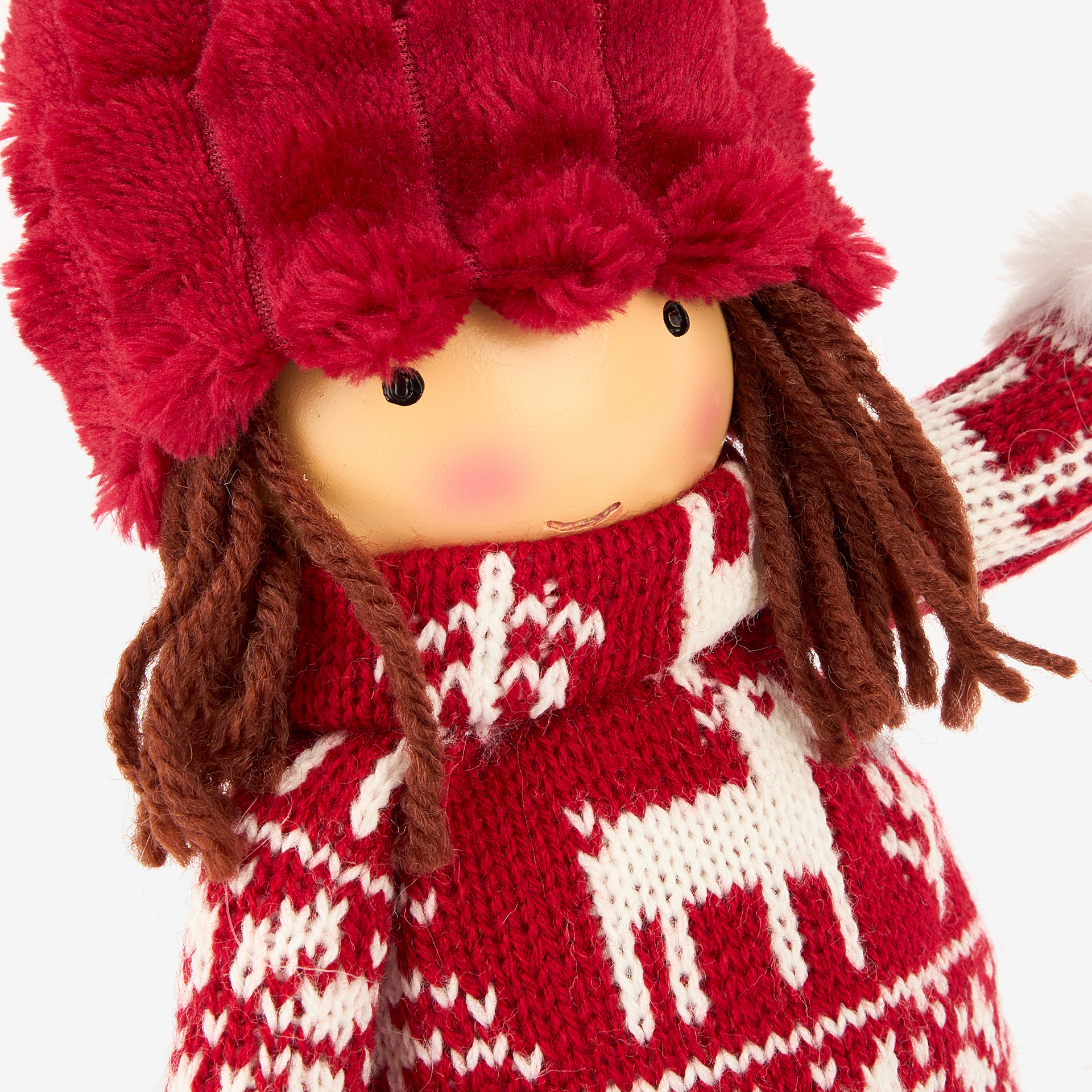 Figura decorativa Muñeco sentado con jersey rojo 39cm