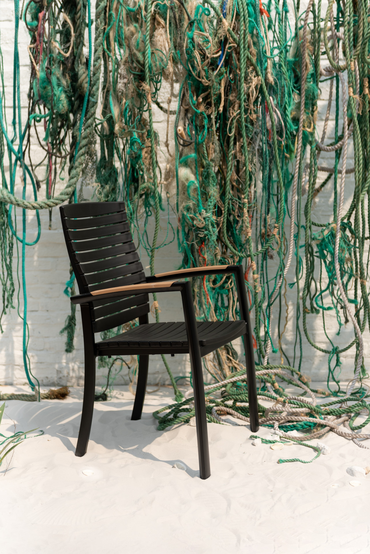 Silla de jardín negra de aluminio y DuraOcean 61x55x92cm