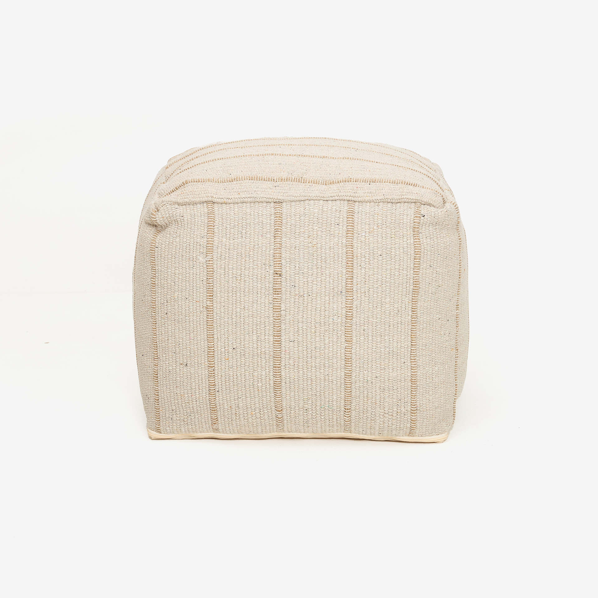 Puf de rayas beige Alendi 45x35cm